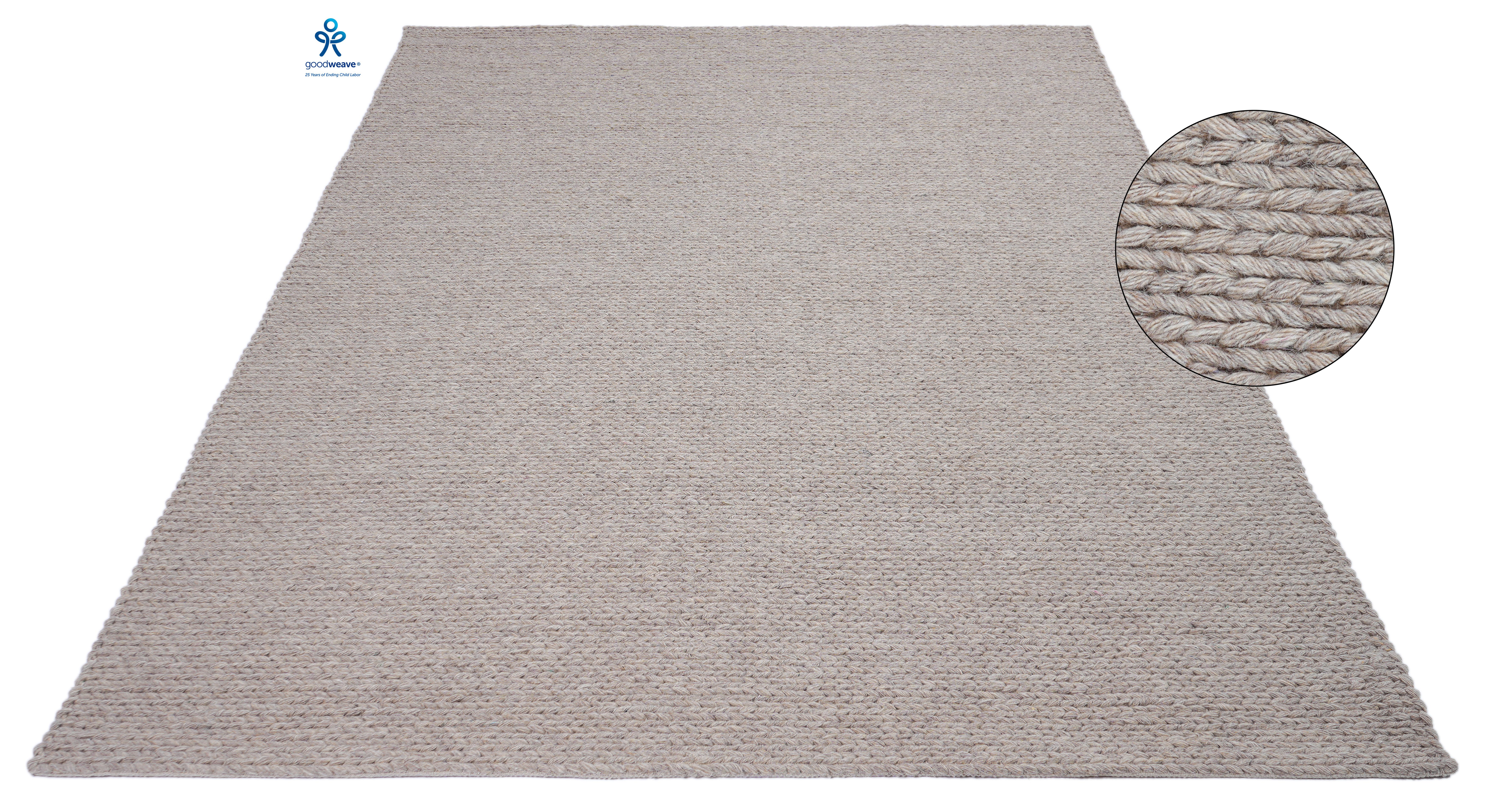 my home Wollteppich Tonem, handgewebt, 100% Wolle in Strick-Optik, rechteck günstig online kaufen