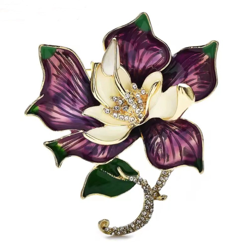 Dark-Desires Brosche Große vintage Brosche Lotusblüte gold-violett, Große v günstig online kaufen