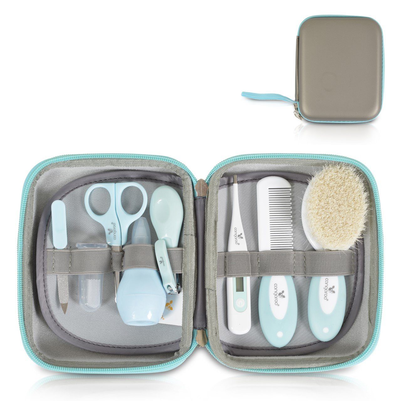 Reiseetui, Nagelschere Baby-Nagelschere blau M1419 Nasensauger Thermometer Cangaroo 9-tlg Babypflegeset