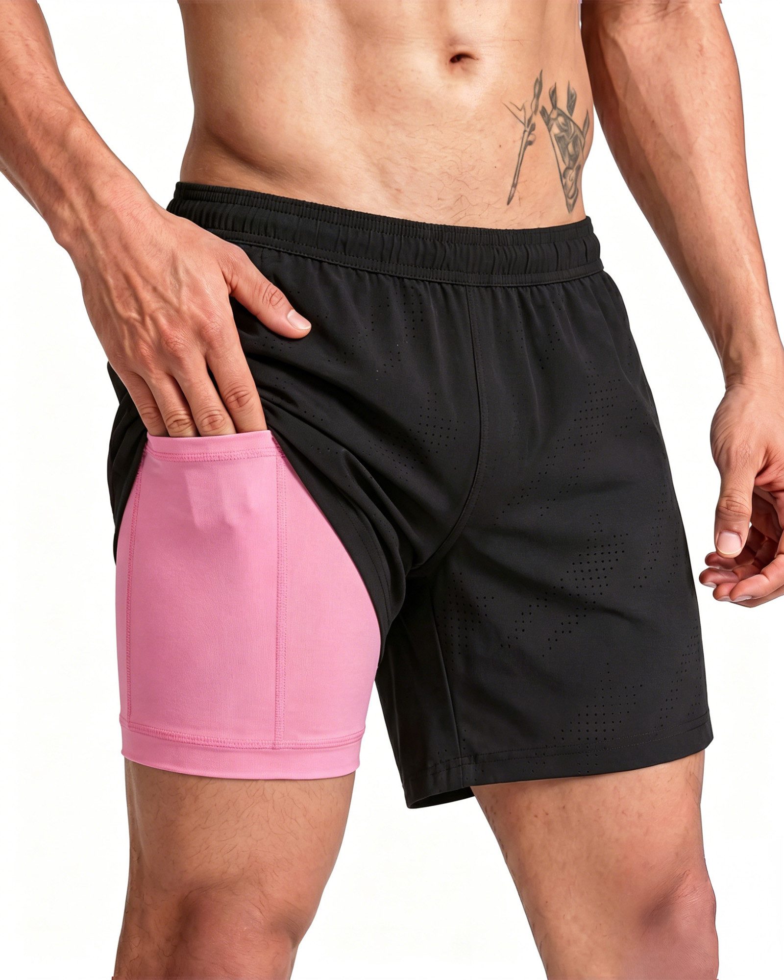 MaaMgic Laufshorts Herren 2-in-1 atmungsaktiv Trainingsshorts Stretch kurz Sporthose (1-tlg)