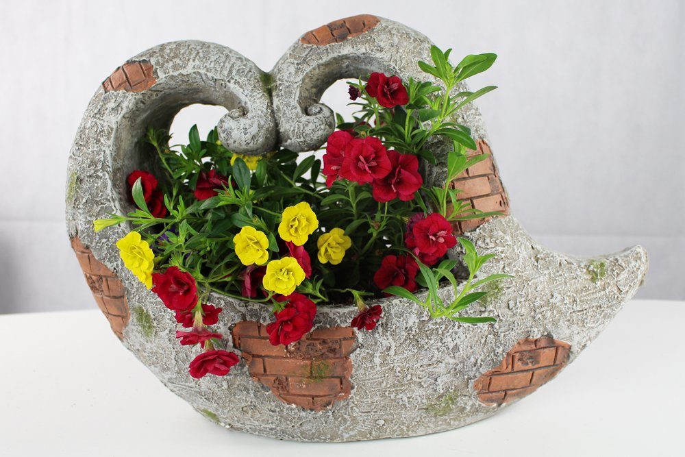 Arnusa Blumentopf Herz Form, Gartendeko Gartenfigur aus Polyresin