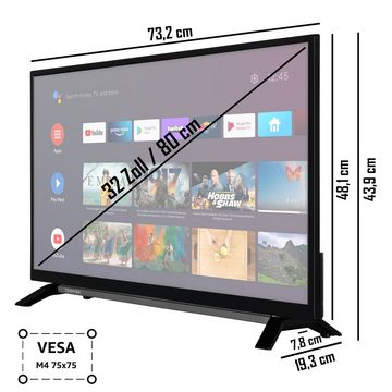 Toshiba 32LA2B63DAZ LCD-LED Fernseher (80 cm/32 Zoll, Full HD, Android TV, Triple-Tuner, Play Store, Google Assistant, Bluetooth)
