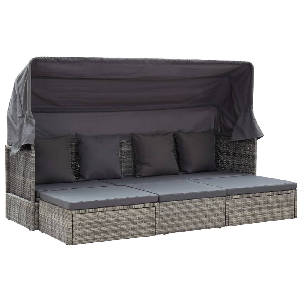 DOTMALL Gartenlounge-Set Living Gartenlounge-Set, Rattan Sonneninsel, mit Dach, wasserabweisend