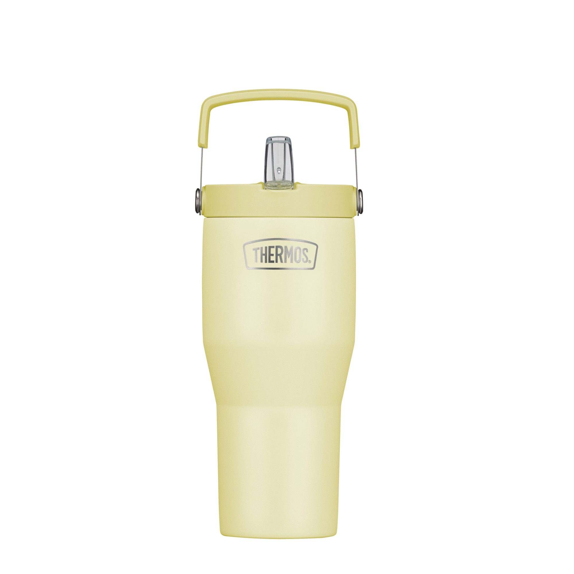 THERMOS Thermobecher REFRESHING SERIES ISOLIERTRINKBECHER mit Flip-Straw, 1-tlg., Edelstahl, Kunststoff, Silikon, Tritan™, 0,85l, 6h kalt, mit Griff und Strohhalm zum Ausklappen
