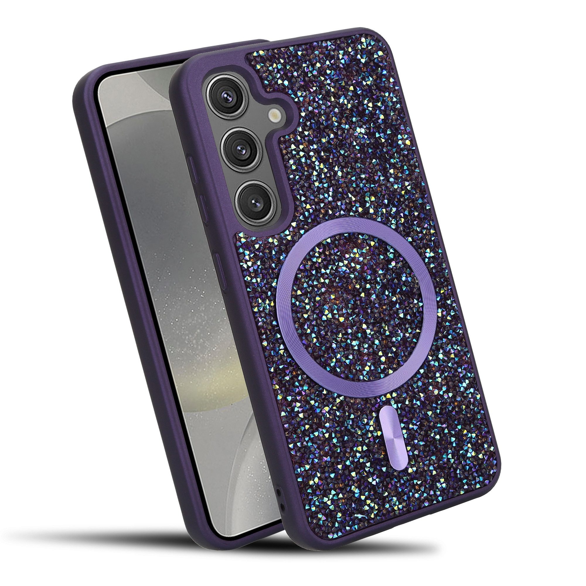 Cadorabo Handyhülle Samsung Galaxy S25, Hülle Schutzhülle Case Cover kompatibel mit Magsafe Diamant Glitzer