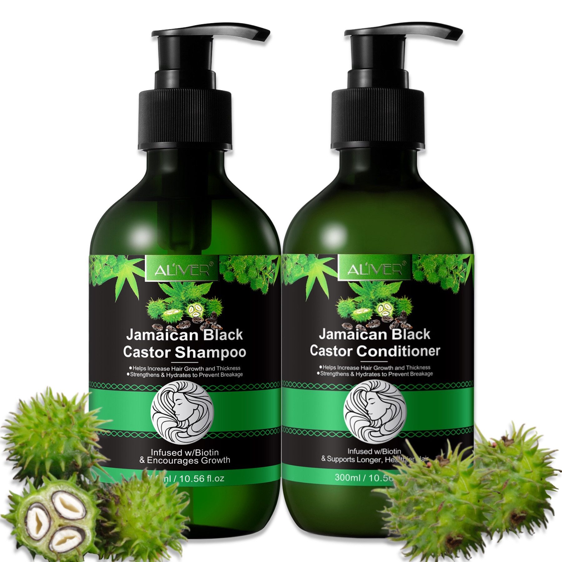 ALIVER Haarpflege-Set Shampoo Conditioner Haarmaske Haaröl Rizinus Vegan