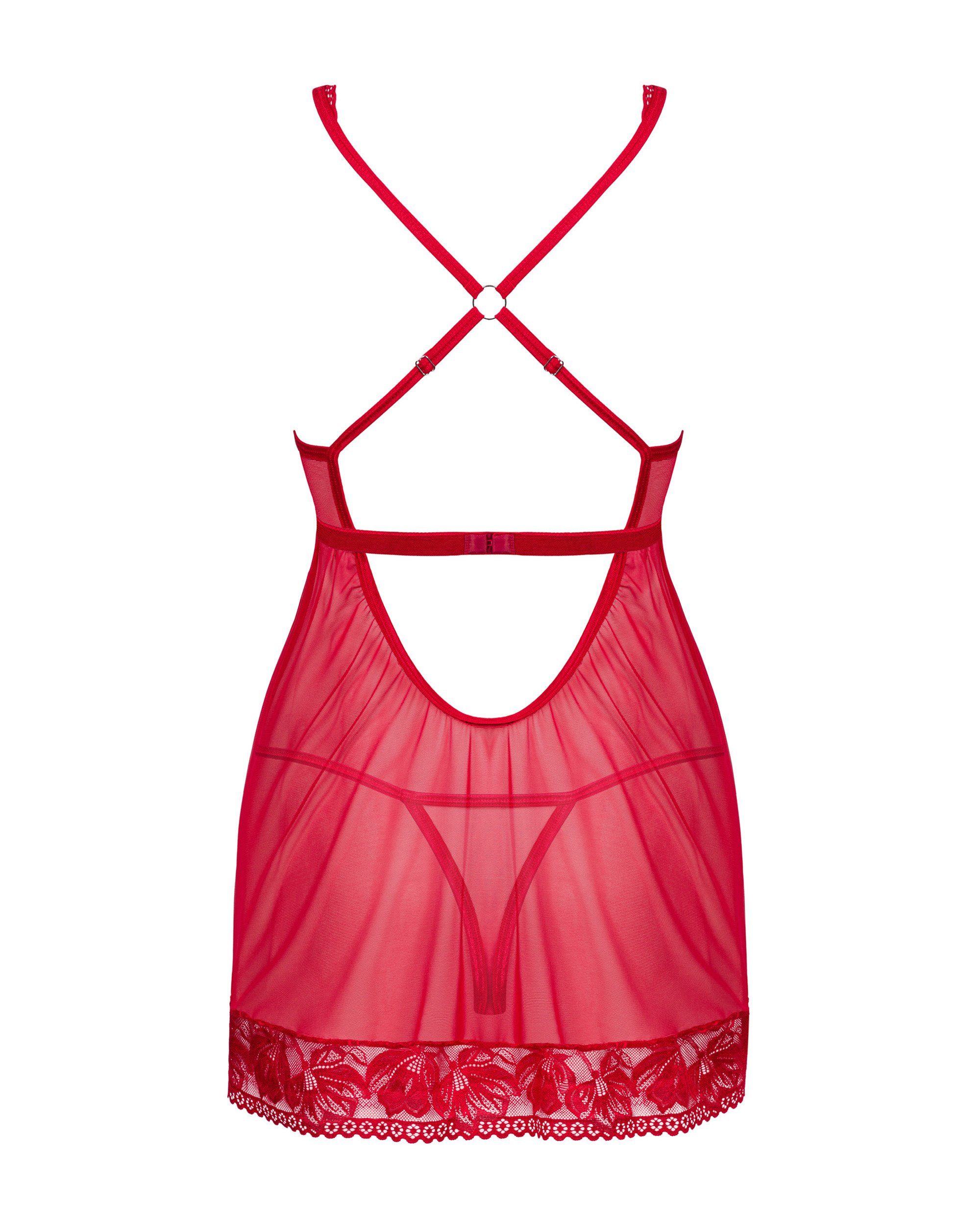 Obsessive Negligé mit String Babydoll (2-tlg) Nachthemd Lacelove rot