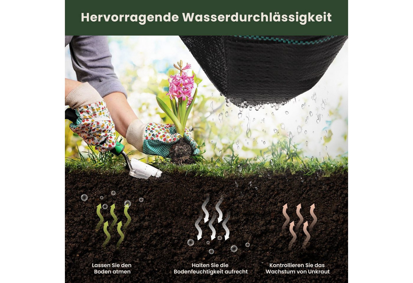 Thumbnail - OUNUO Unkrautvlies Unkrautvlies 90g/m² Unkrautvlies Gartenvlies Unkrautfolie, reißfest
