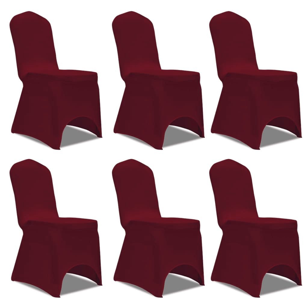 furnicato Hussen-Set Stuhlhusse Burgunderrot für Stühle bis 100 cm Höhe, 6er Set, Dehnbare Stuhlbezüge aus Stretchstoff für Hochzeiten und Bankette