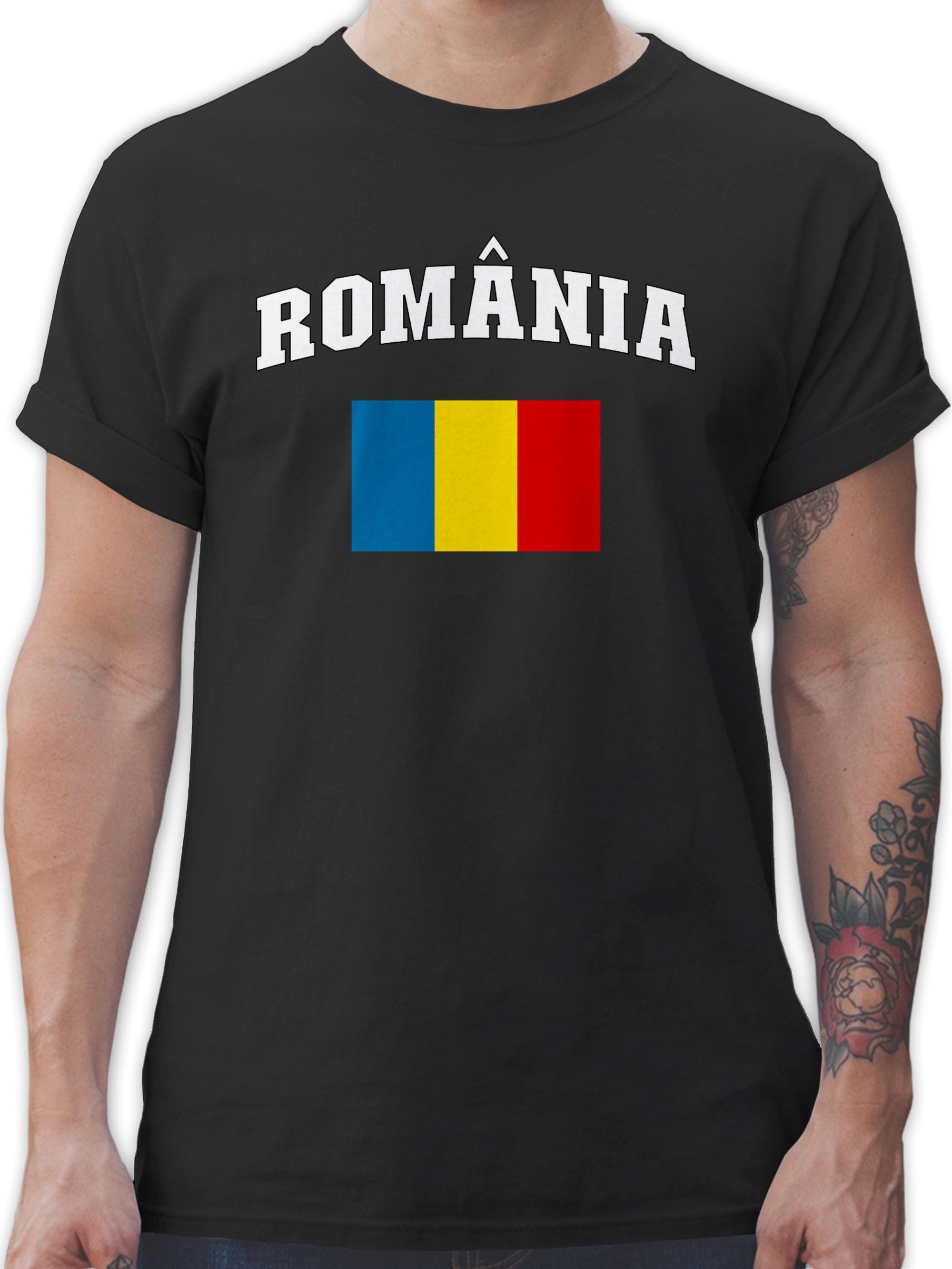 Shirtracer T-Shirt România Schriftzug mit Flagge, günstig online kaufen