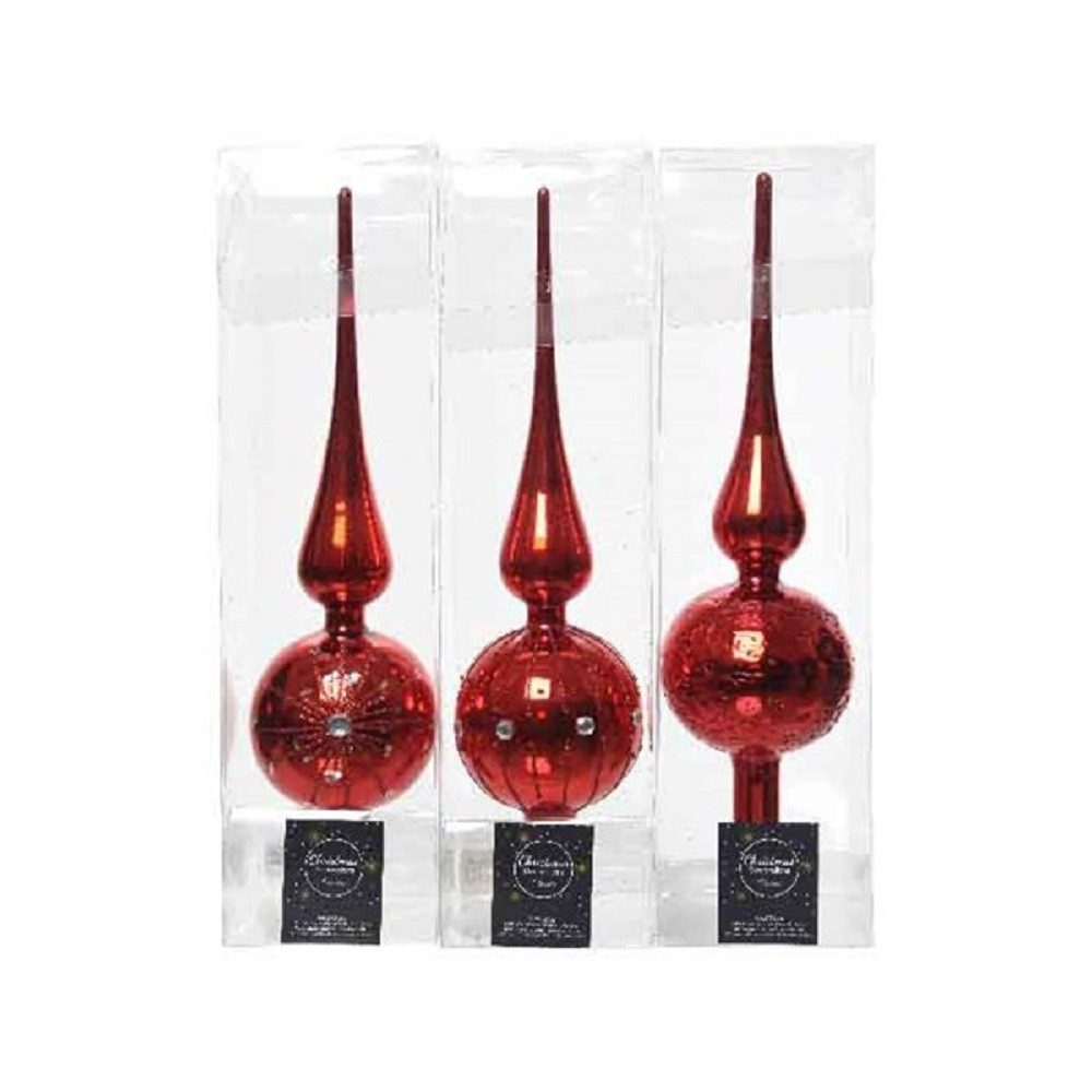 Kaemingk Christbaumspitze Christbaumschmuck Christbaumspitze Glas Ø 8 x 31 cm rot Stückpreis