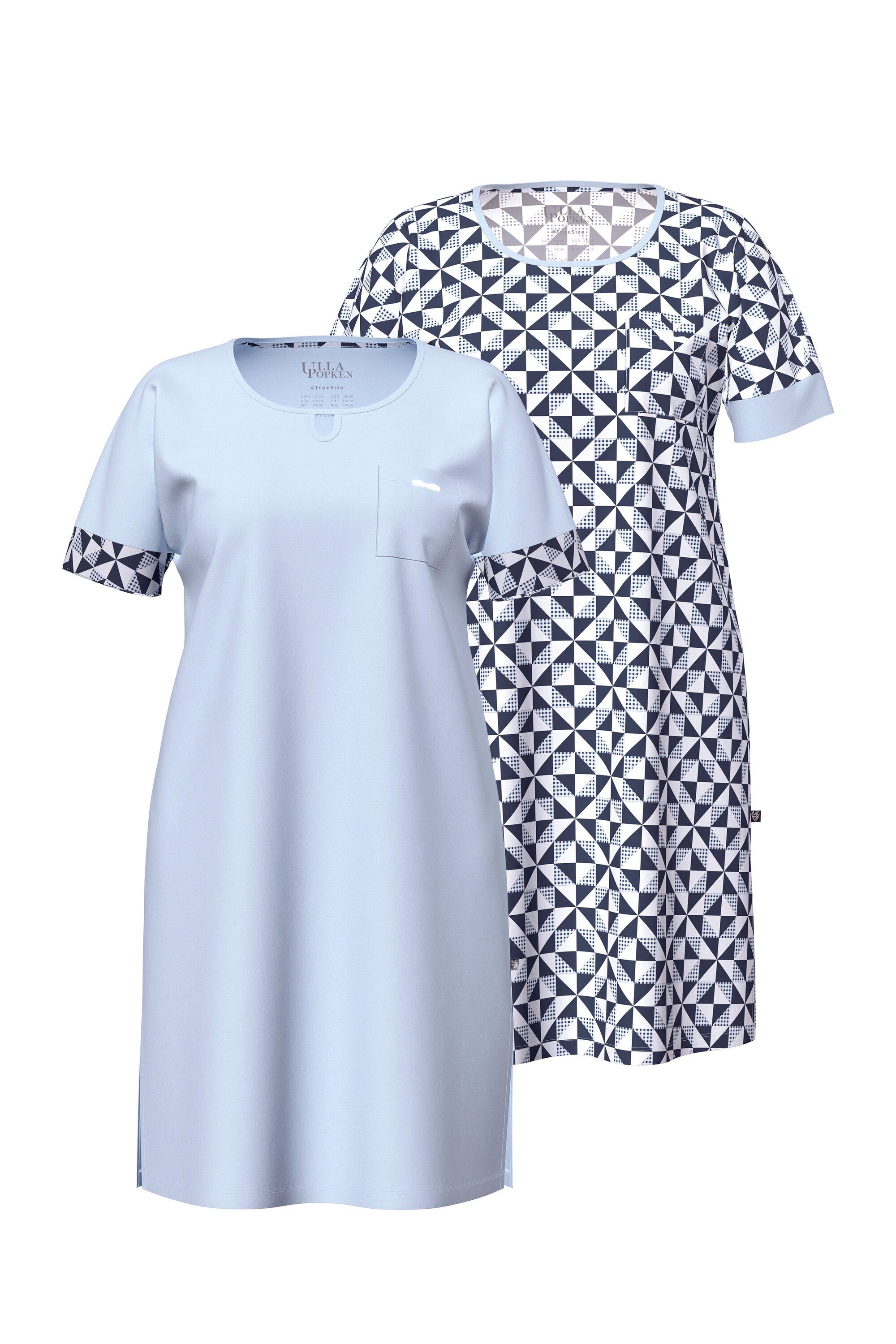 Ulla Popken Bigshirt Bigshirts 2er-Pack Karo Rundhals Halbarm