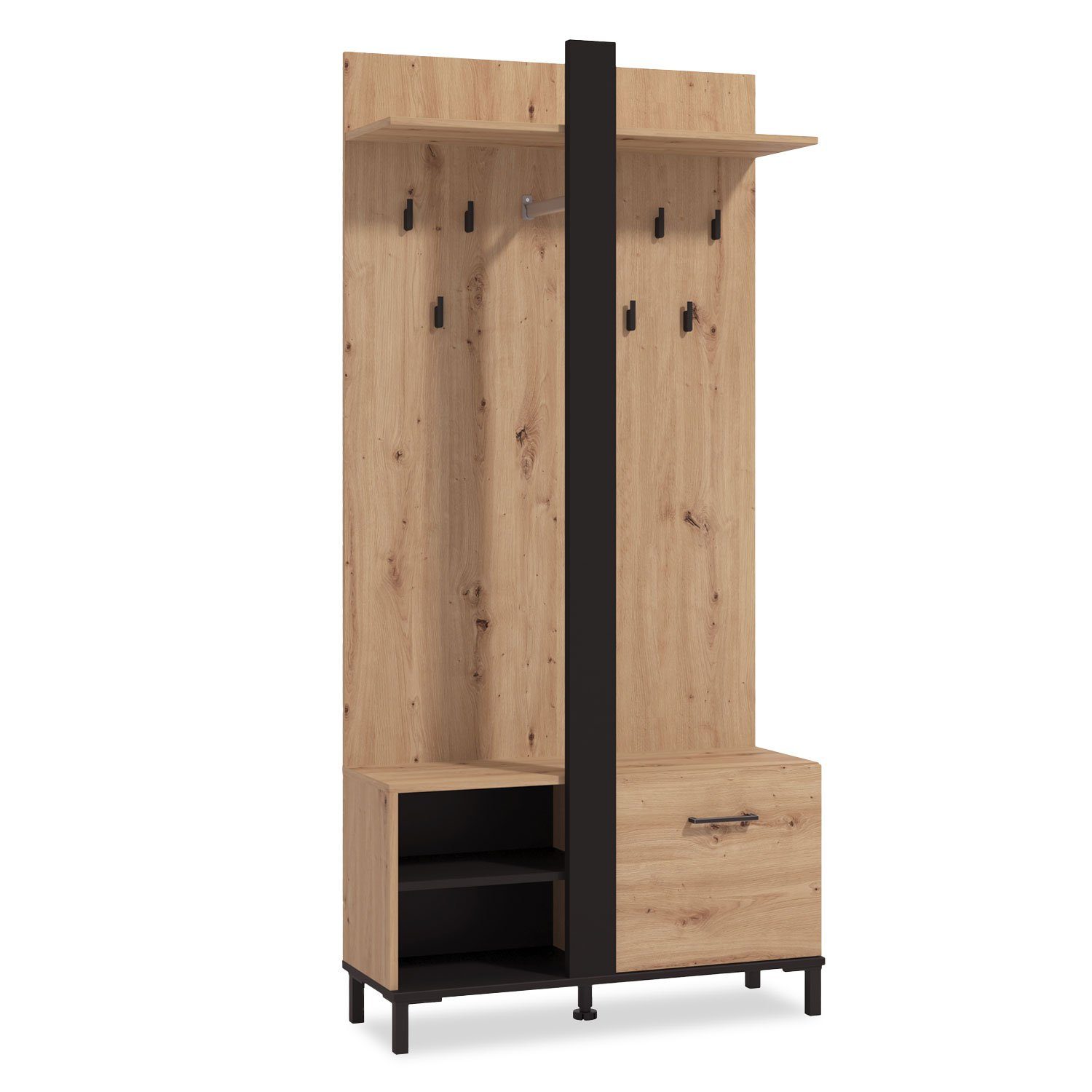 Flurmöbel Garderobe (1-St) Holz, Homestyle4u Garderoben-Set Flurgarderobe