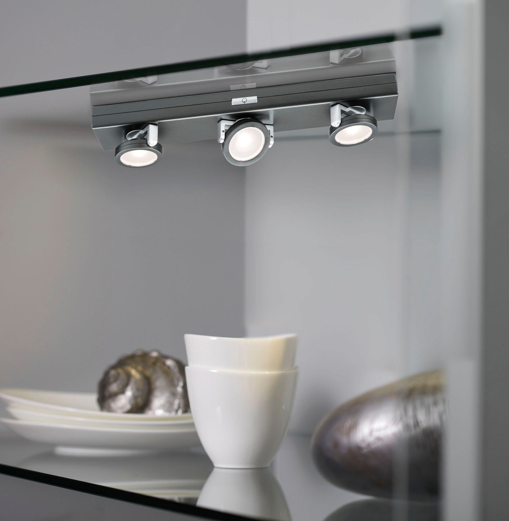 Paulmann Unterschrankleuchte LED Rotate 3er-Spot dimmbar batteriebetrieben, ohne Leuchtmittel, Warmweiß, LED Rotate 3er-Spot dimmbar batteriebetrieben