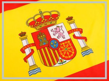 PHENO FLAGS Flagge Spanien Flagge 90 x 150 cm Spanische Fahne Nationalflagge (Hissflagge für Fahnenmast), Inkl. 2 Messing Ösen