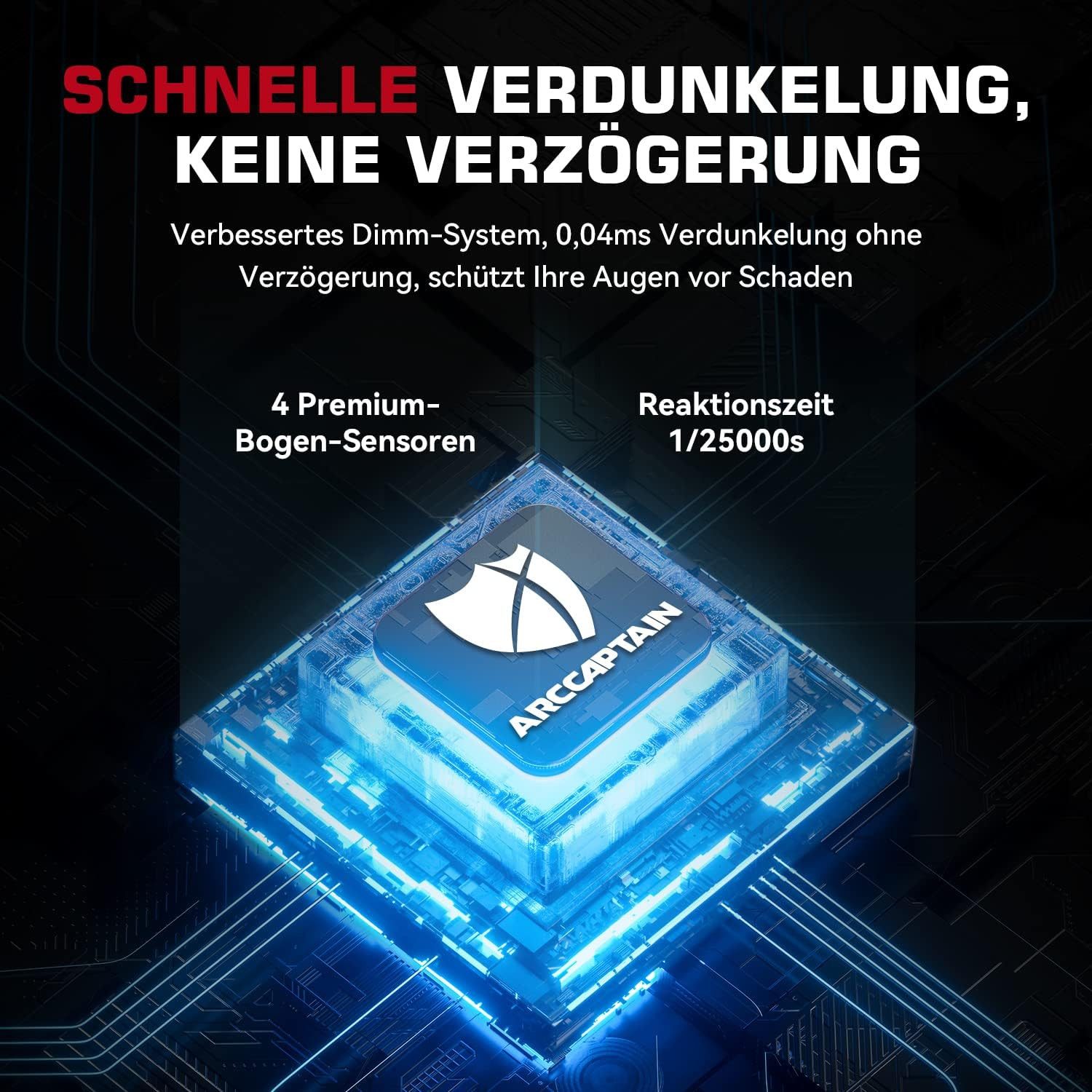 ARCCAPTAIN Schweißhelm Schweißmaske Automatischer Verdunkelung Optische Klarheit