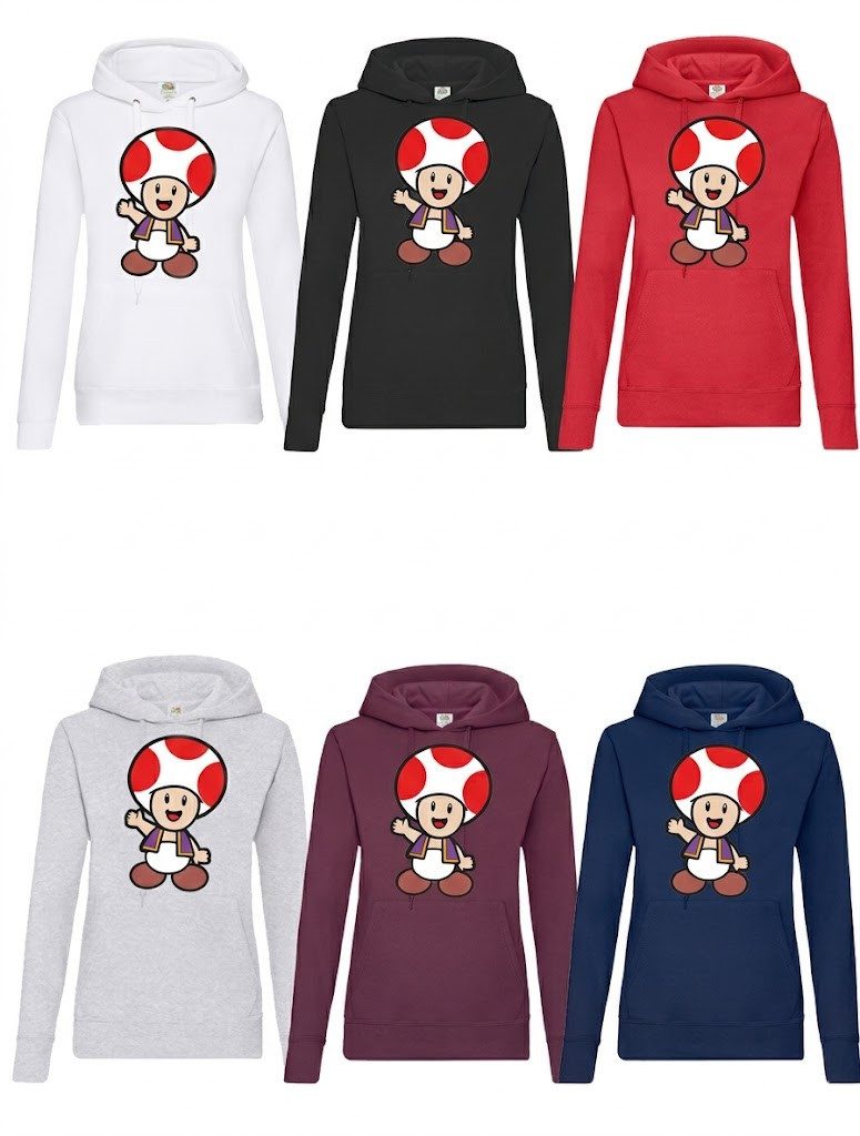 Blondie & Brownie Hoodie Toad Damen Hoodie Retro Comic Print Kapuze Baumwollmix (Einzelstück, Einzelartikel) Toad_D_Hoodie Retro Comic Damen Kapuzenshirt