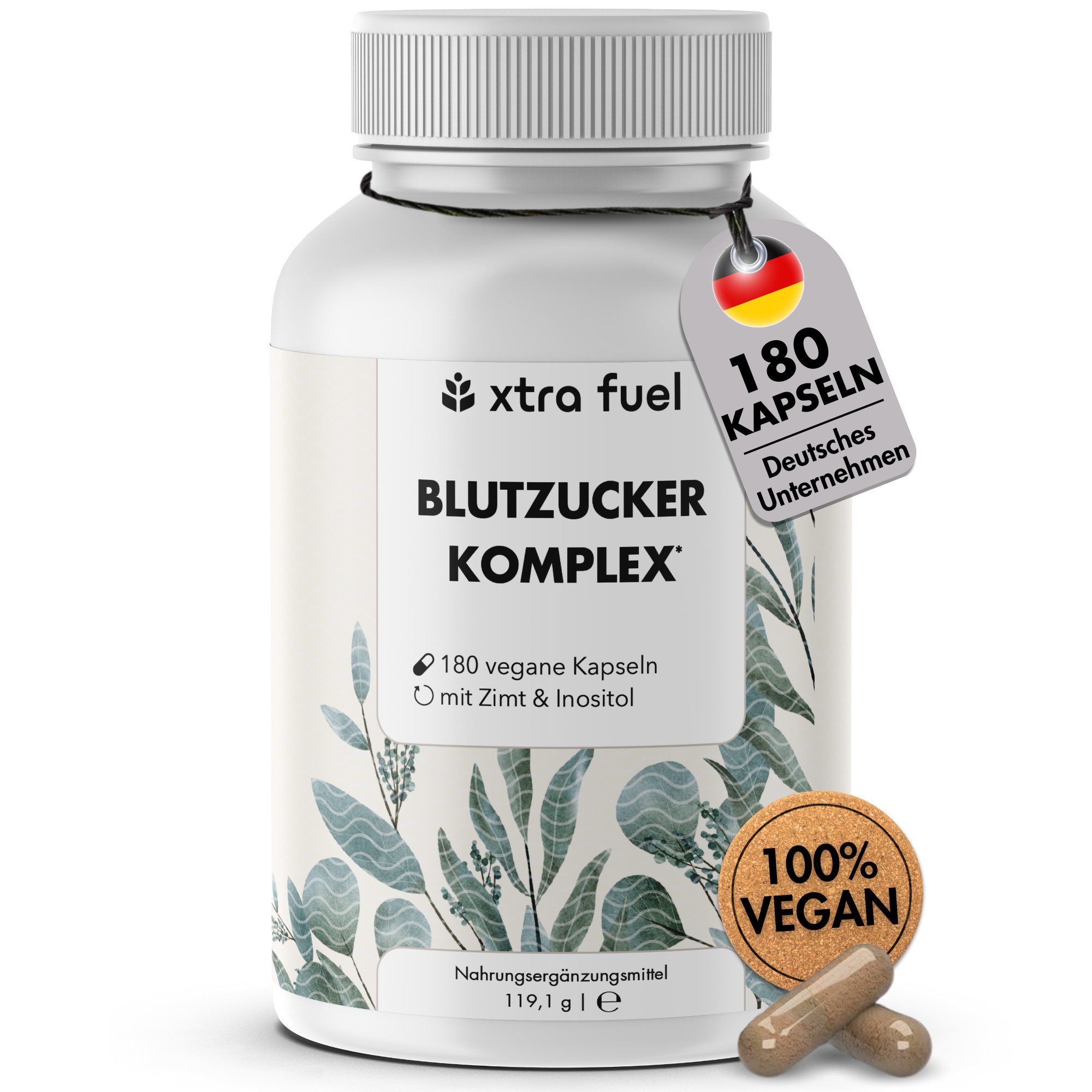 XTRA FUEL Blutzucker Komplex* mit Ceylon-Zimt, Inositol & Olivenblatt Kapsel, 119,1 g