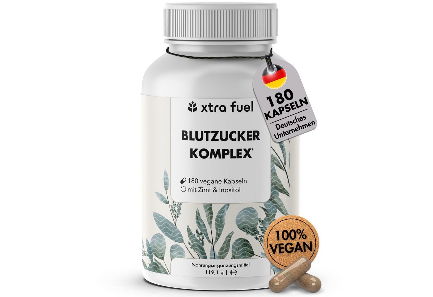XTRA FUEL Blutzucker Komplex* mit Ceylon-Zimt, Inositol & Olivenblatt Kapsel, 119,1 g