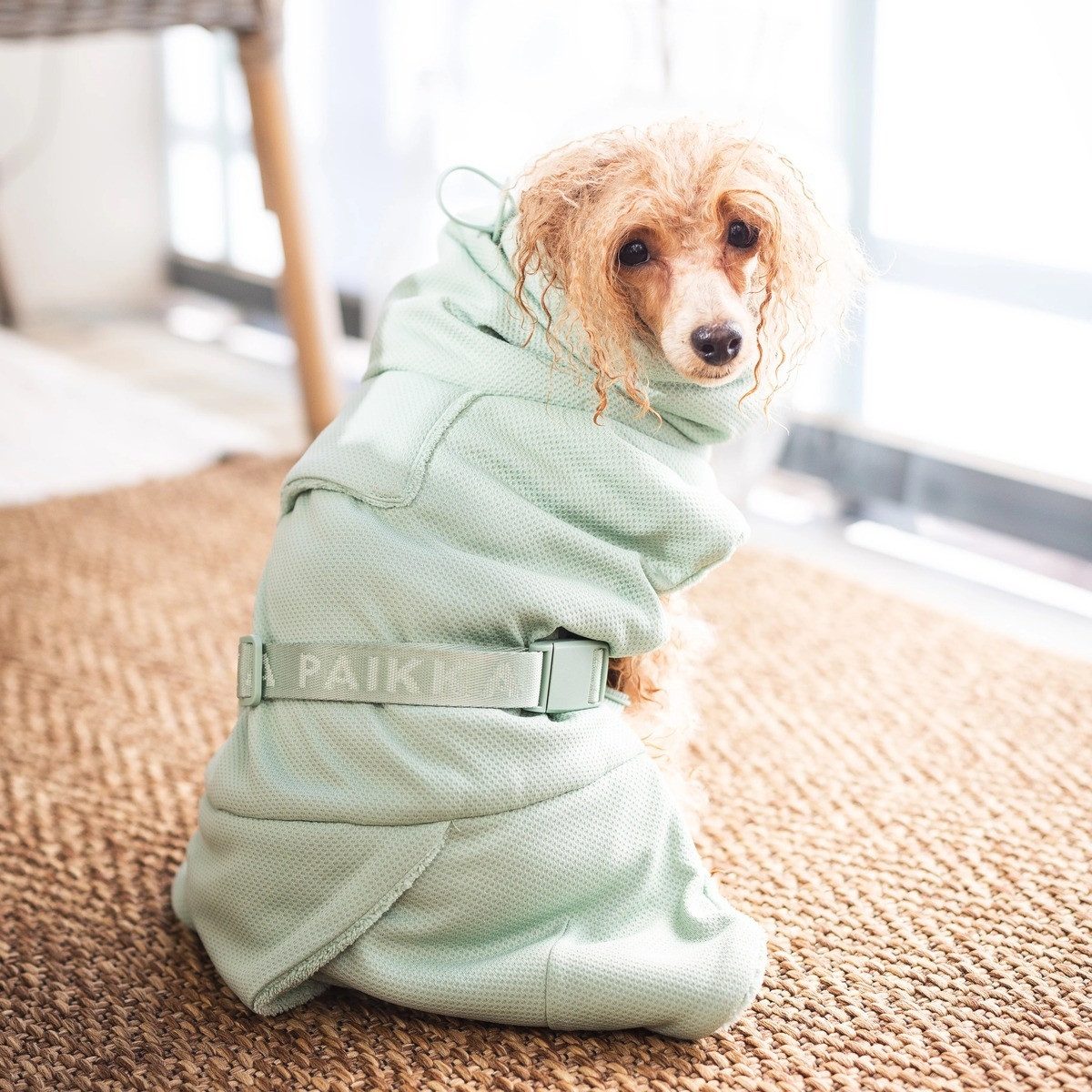 PAIKKA Hundebademantel Hunde Bademantel "Drying Coat Spa salbei