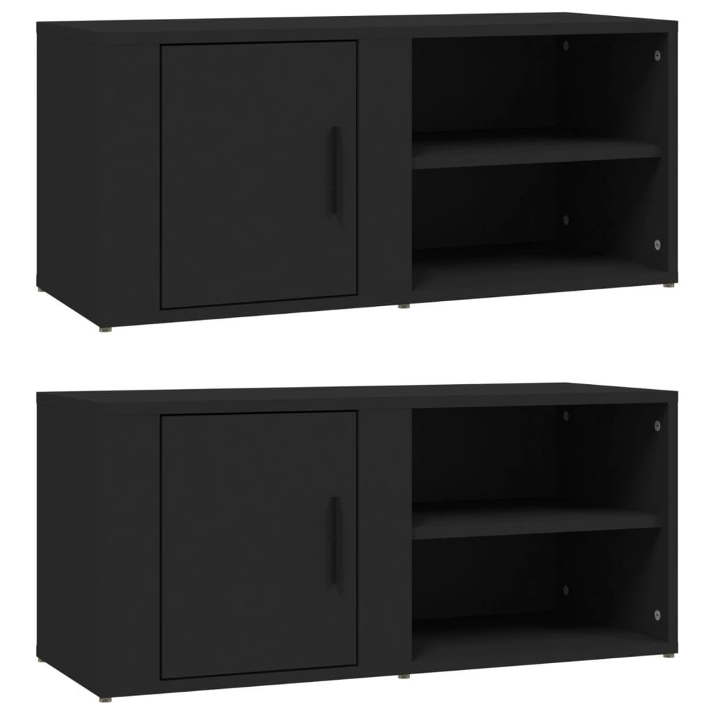 Schwarz vidaXL Holzwerkstoff 80x31,5x36 2 TV-Schrank Stk cm Fern TV-Lowboard TV-Schränke