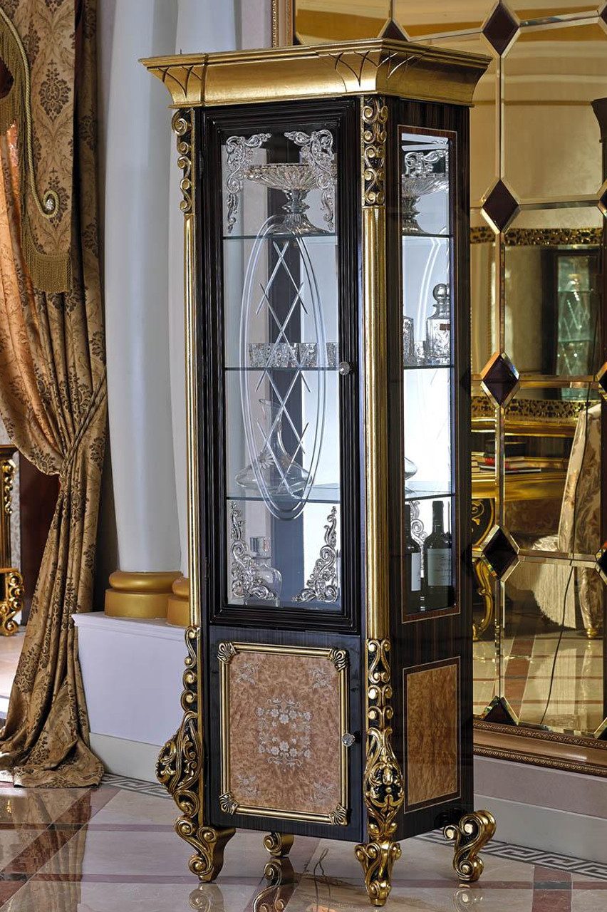 Xlmoebel Vitrine Eleganter Barock-Rokoko Wohnzimmerschrank mit Vitrinen-Design (Vitrine) Hergestellt in Europa