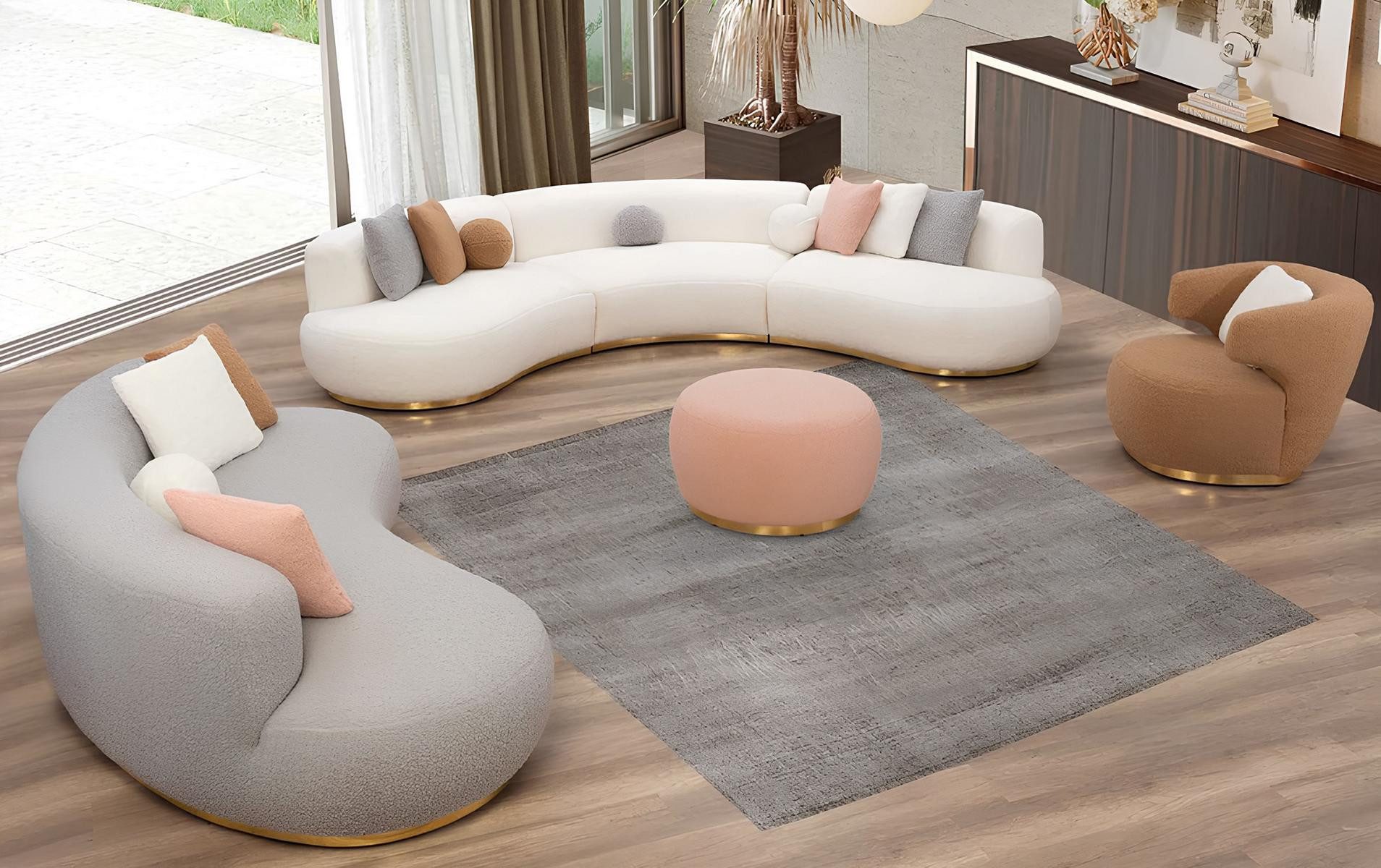 JVmoebel Polstergarnitur Designer Sofas mit Polsterhocker in modernem Stil