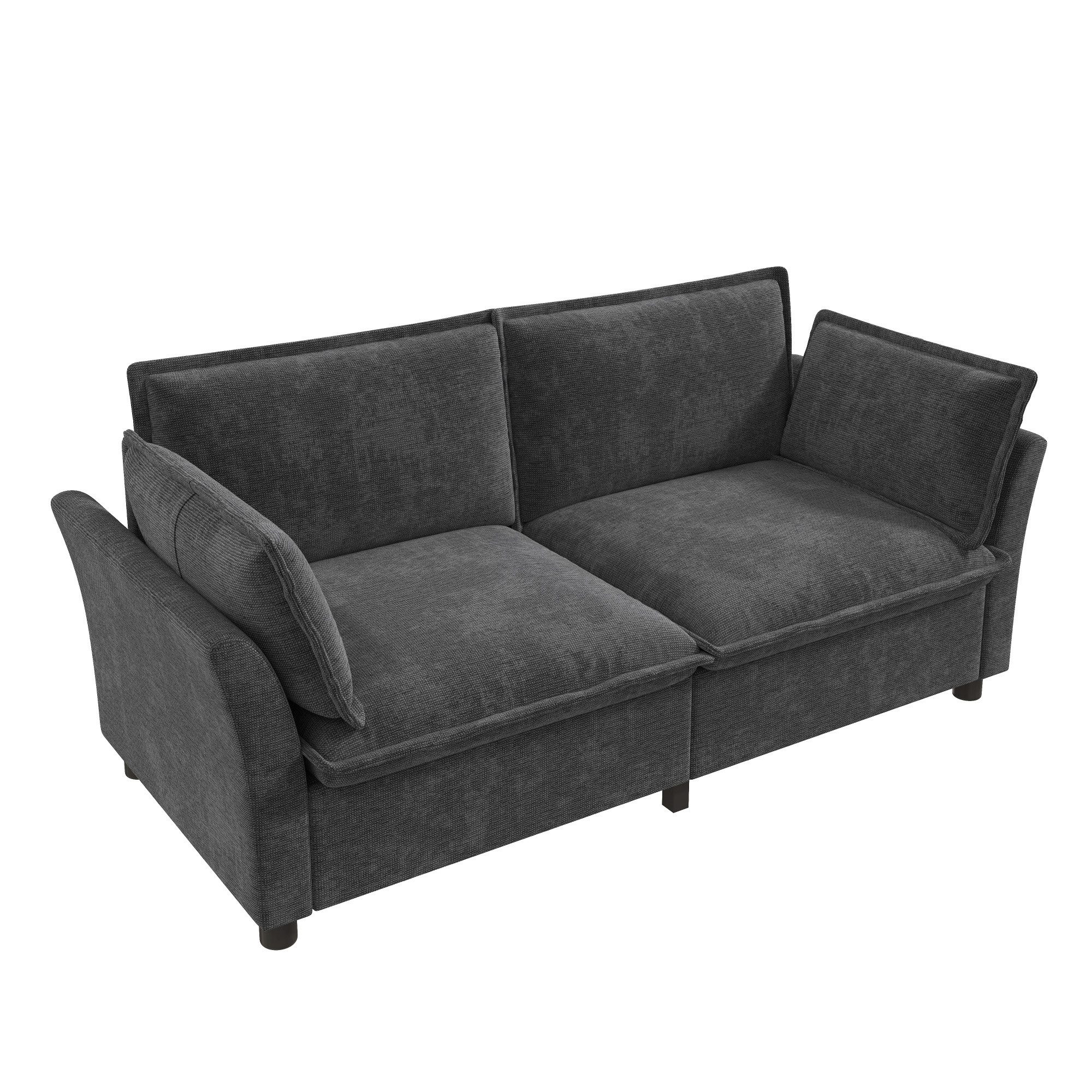 Merax 2-Sitzer Sofa aus Chenille, kleines Sofa Couch, 1 Teile, Loveseat mit Cloud-Polsterung & 2 Armlehnenkissen, 155×81×87 cm