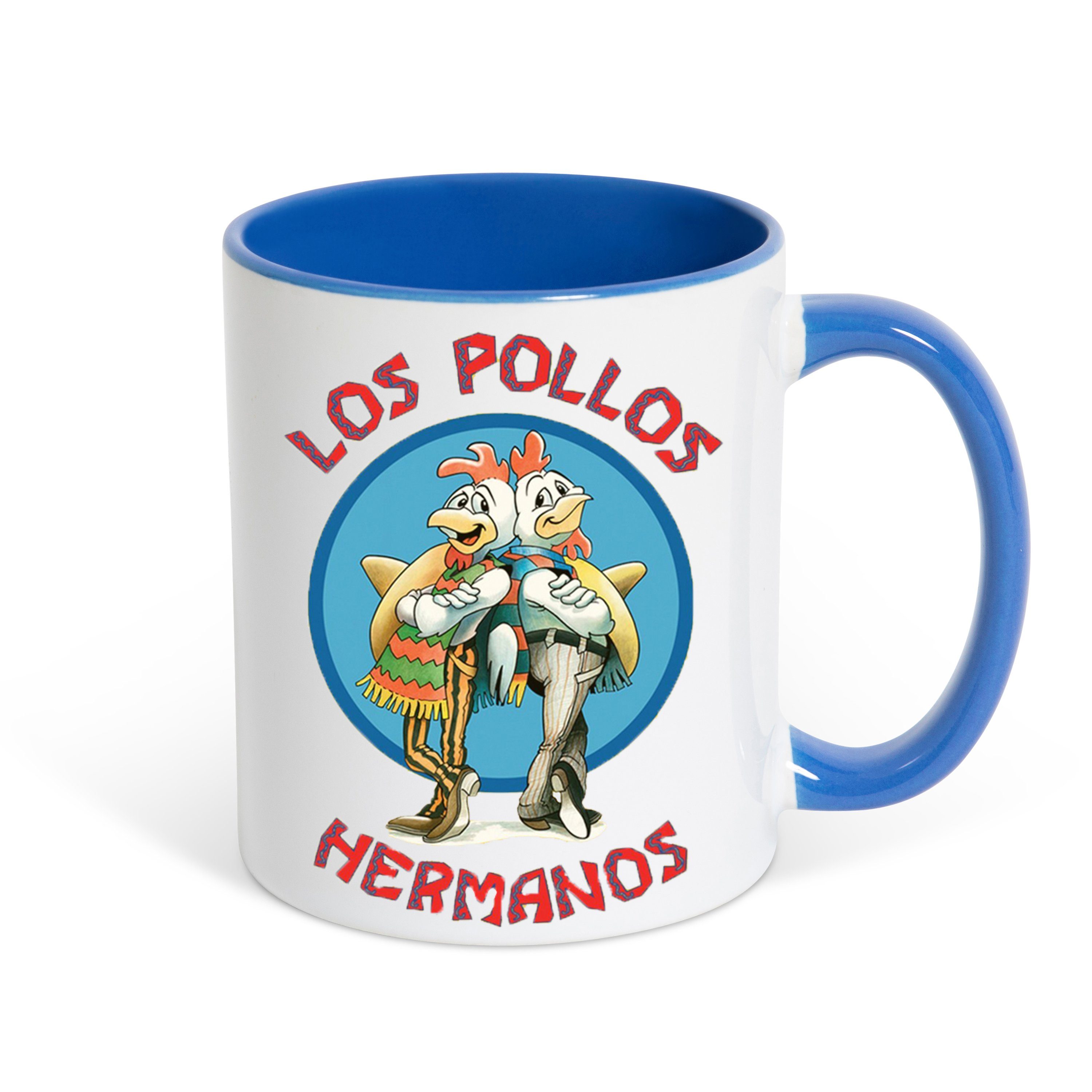 Youth Spruch, Geschenk Fun mit Los Blau-Weiß lustigem Keramik Print Kaffeetasse Hermanos Pollos Tasse Designz