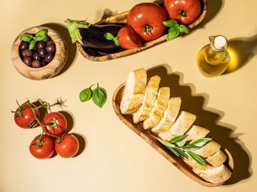 SOLTAKO Schale Olivenholz, Le Boulanger, Olivenholz, (2er Set), 30 x 9 cm, Unikate, antibakteriell