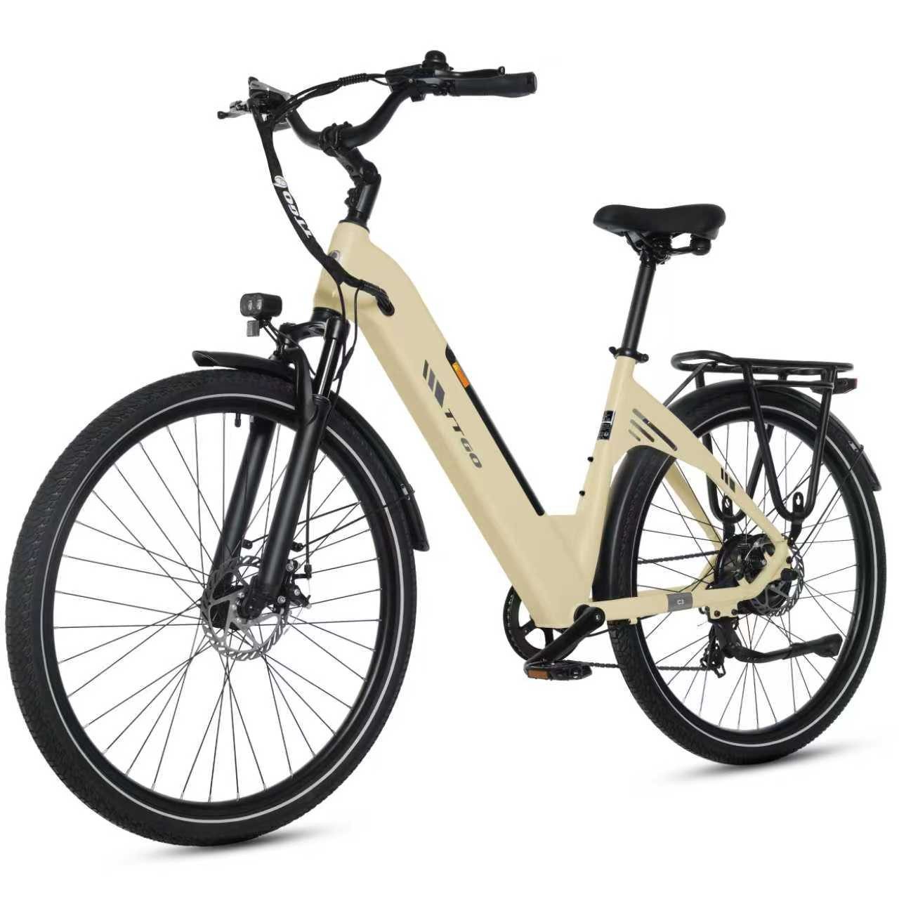 TTGO E-Bike Cityrad 28 x 2,0 Zoll, 120km, C3 SE, Elektrofahrrad mit Tiefeinsteiger-Rahmen, 7 Gang, Kettenschaltung, Heckmotor, 648 Wh, 5 Stufen, Leicht nur 25kg, Pedelec bis zu 120kg, Aluminiumrahmen