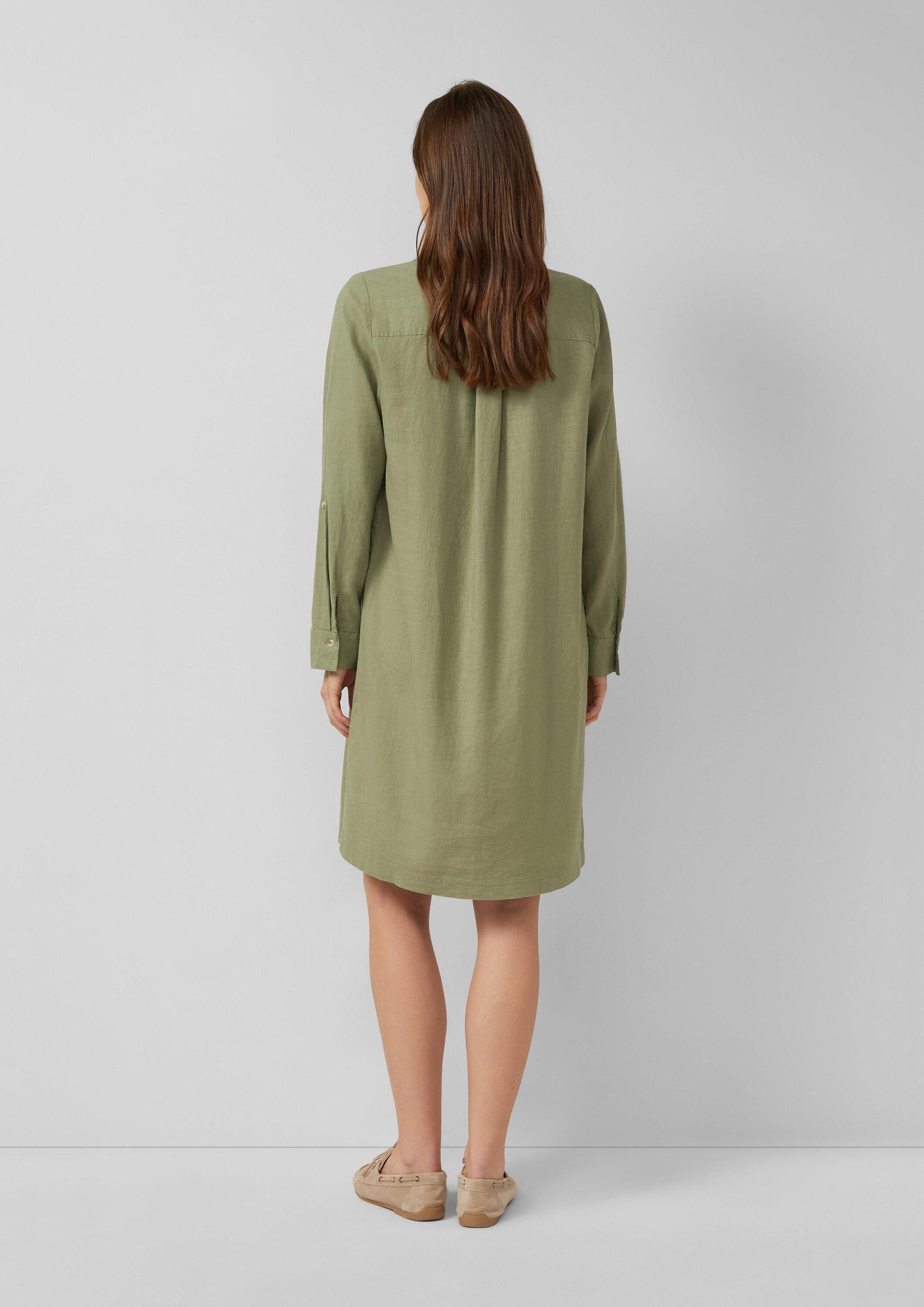 s.Oliver Midikleid Kleid Leinenmix-Kleid mit Turn-up