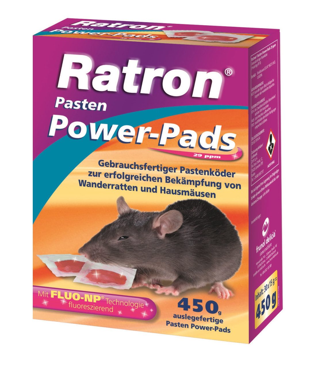Ratron Gift-Rattenköder Ratron Rattenköder Pasten Power-Pads 29 ppm, 450 g, 0.45 l