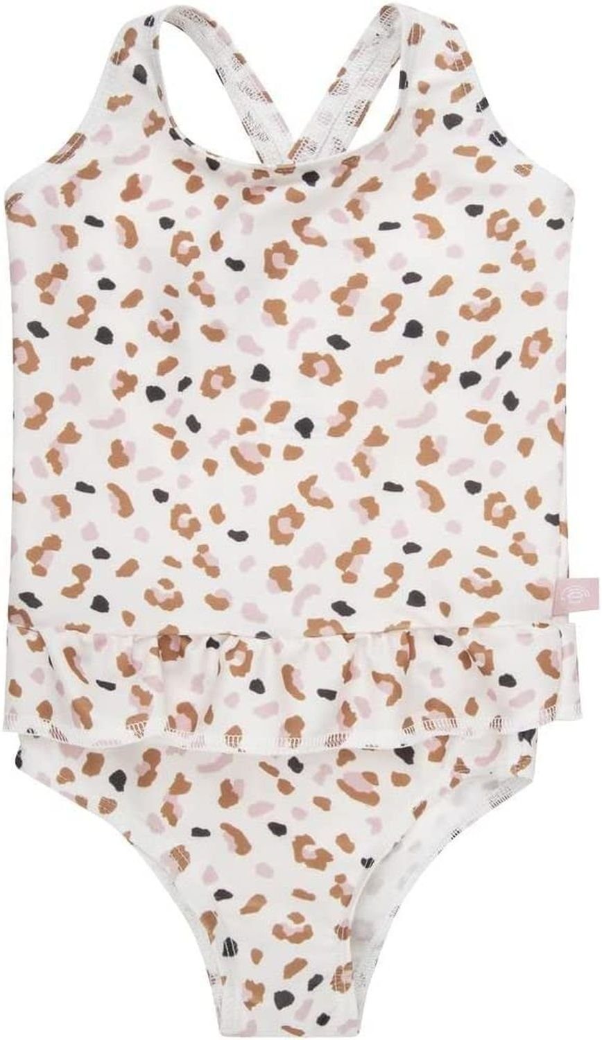Badeanzug Swim Essentials UV Badeanzug, für Mädchen weiß/khaki Leoparden Muster