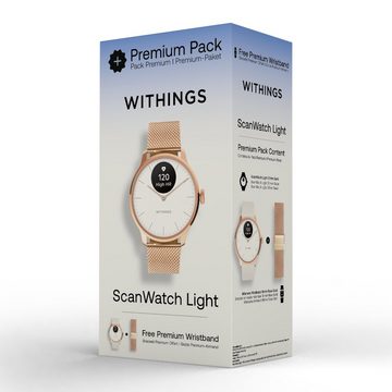 Withings HWA 11 Bundle ScanWatch Light + Milaneseband rosegold Smartwatch Set