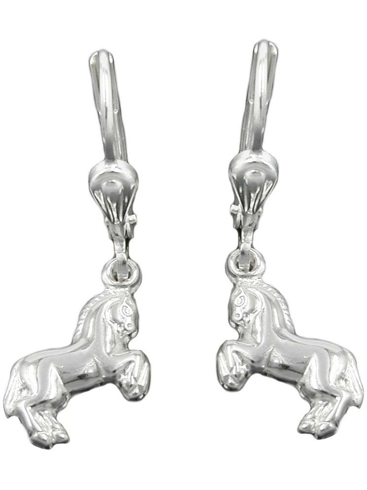 27x10mm Ohrhänger (1-tlg) rechts/links Paar Ohrhänger Ohrringe Gallay glänzend Silber Pferde 925