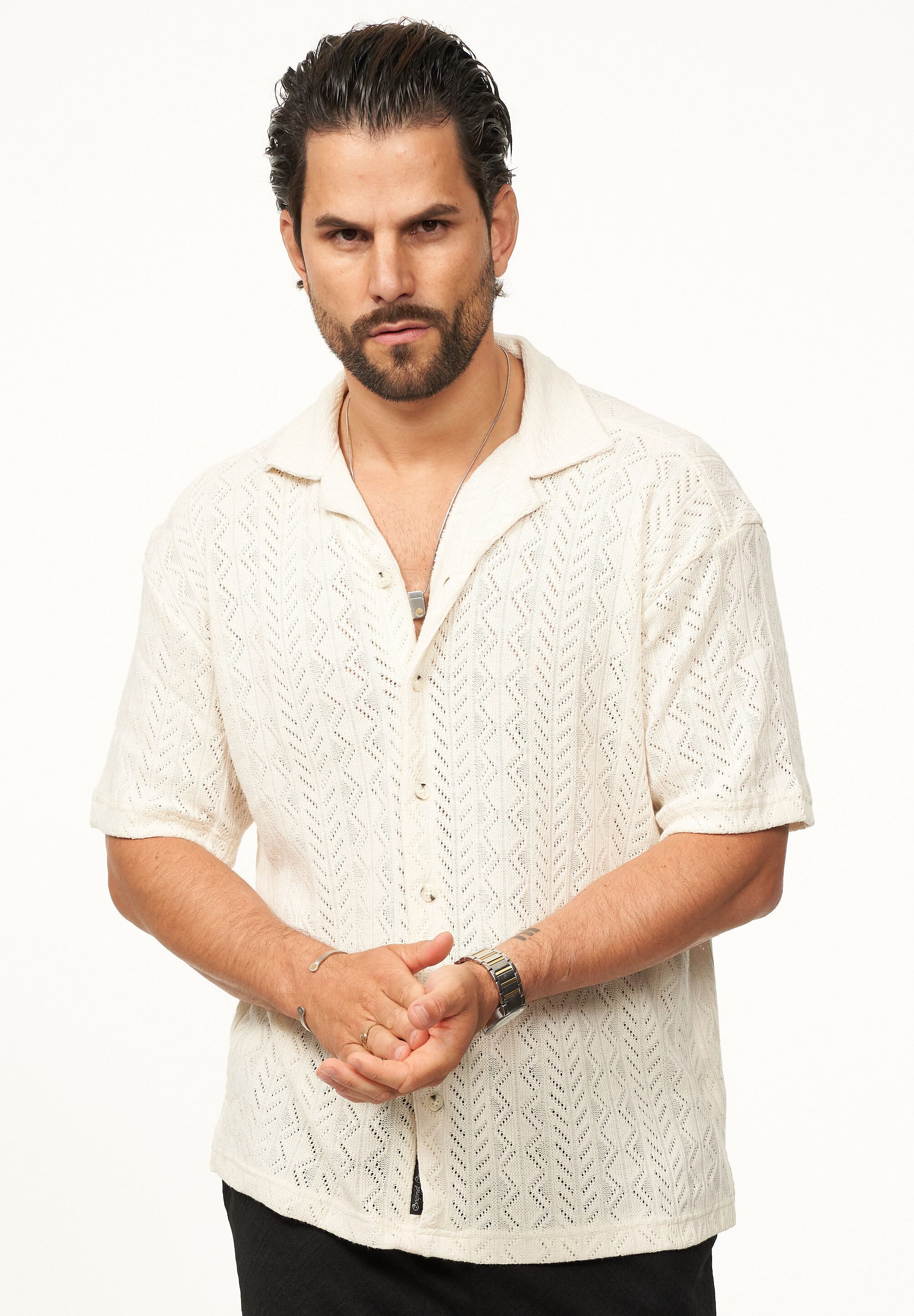 CARISMA Kurzarmhemd für Herren im Vintage Summer-Look im Crochet-Stil Kurza günstig online kaufen