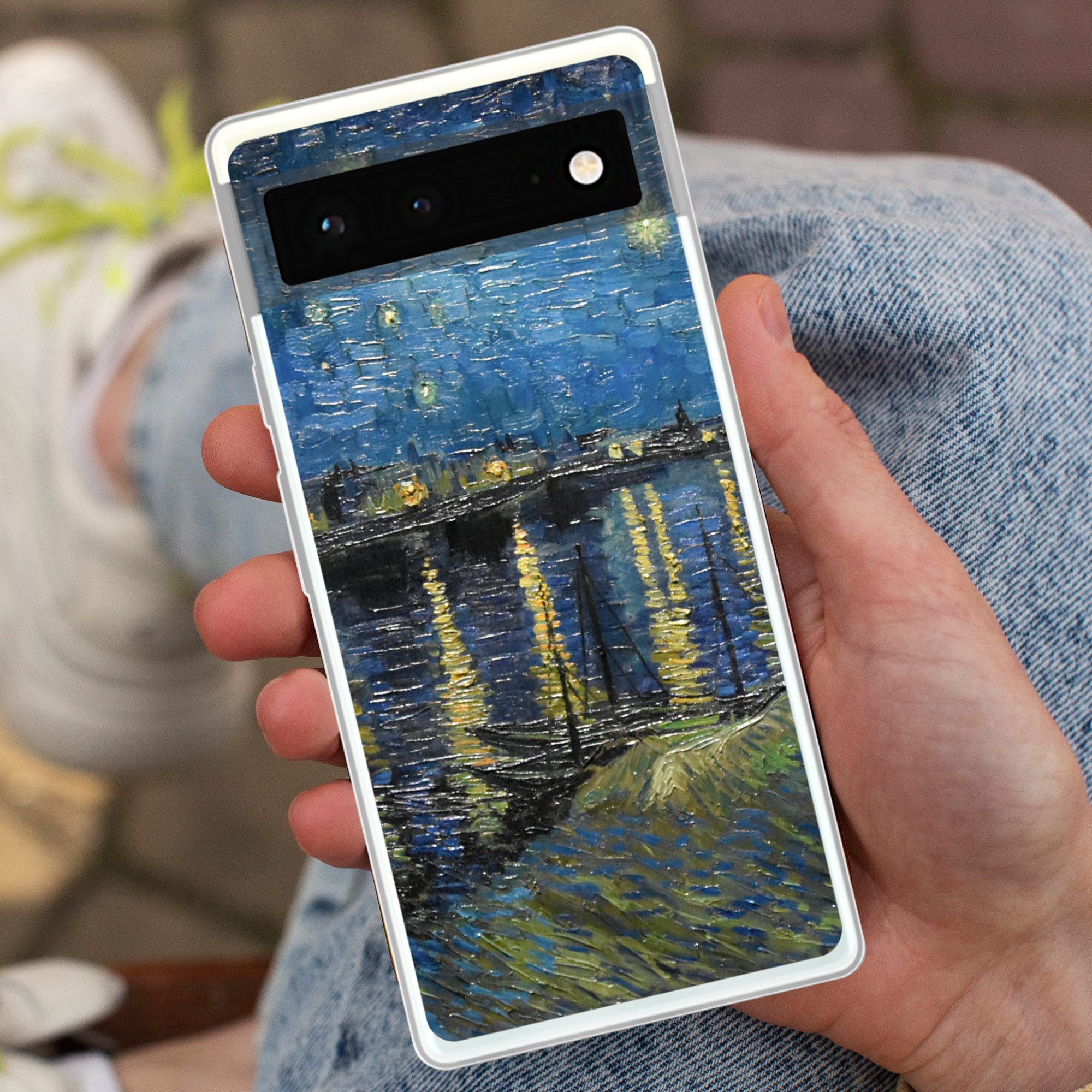 MuchoWow Handyhülle für Google Pixel 6 Sternennacht über der Rhone - Van Gogh - Kunst, Handy Case, Silikon, Bumper Case Dünn
