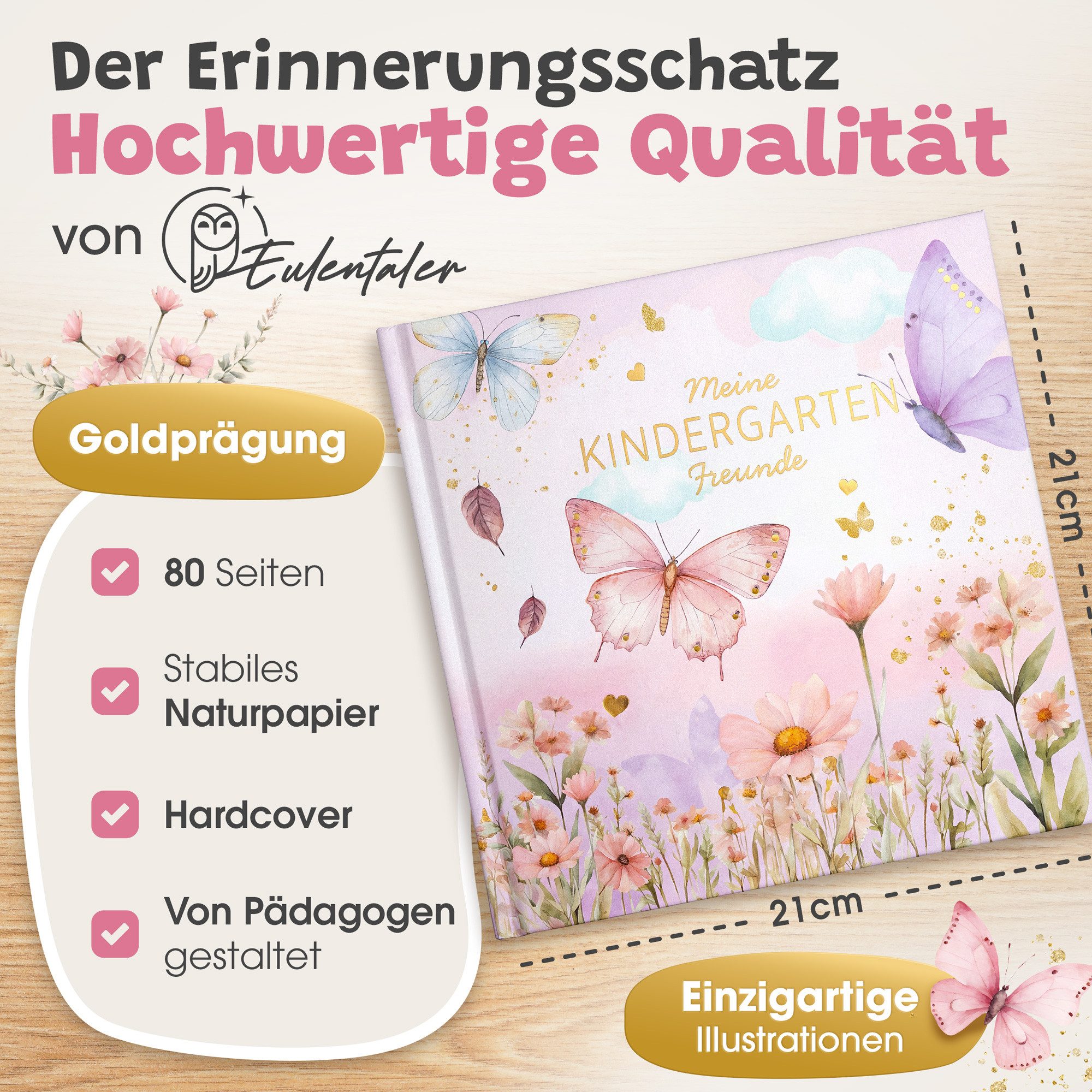 Eulentaler Freundebuch Kindergarten Einhorn I Von Erzieherinnen gestaltet I, Handgemalte Einhörner & Prinzessinnen I Kinderfreundliche Gestaltung – Bild 2 von 5