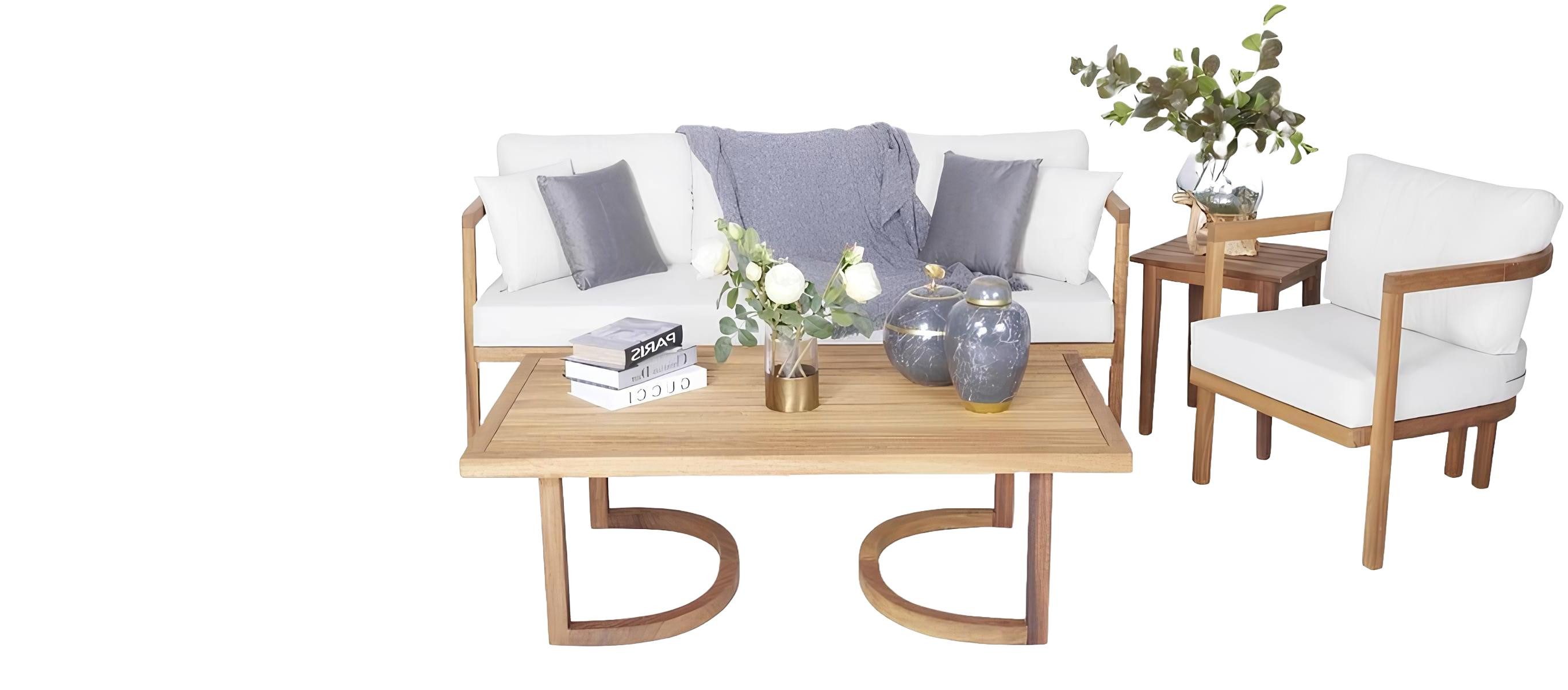 Xlmoebel Sessel Stilvolles Gartenmöbel-Set mit Sofa und Couchtisch in modernem Design (4tlg Gartenmöbel Set (Sofa 3 Sitzer + 2x Sessel + Couchtisch), Hergestellt in Europa