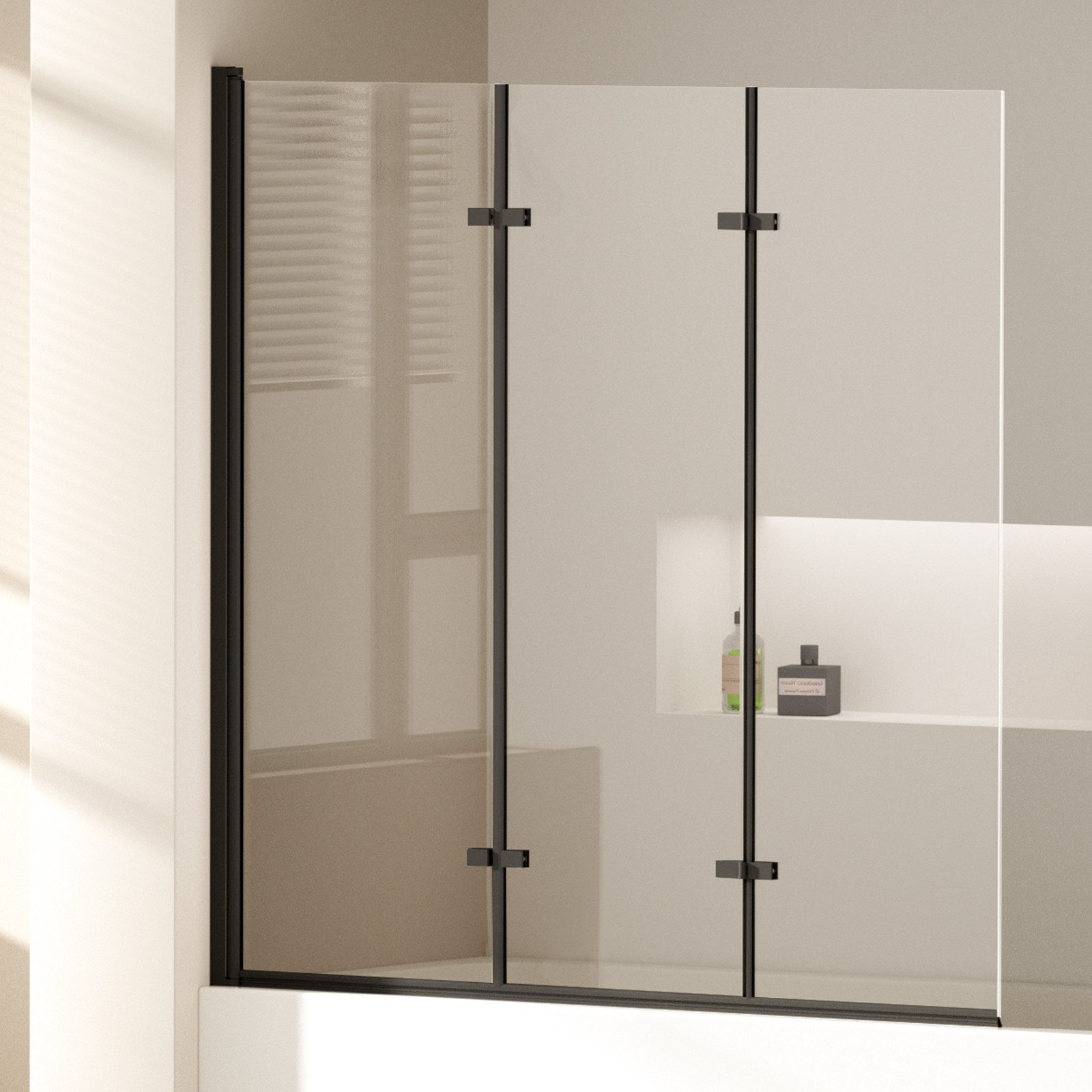EMKE Badewannenaufsatz EMKE Badewannenfaltwand 3-teilig und faltbar Duschwand für Badewanne