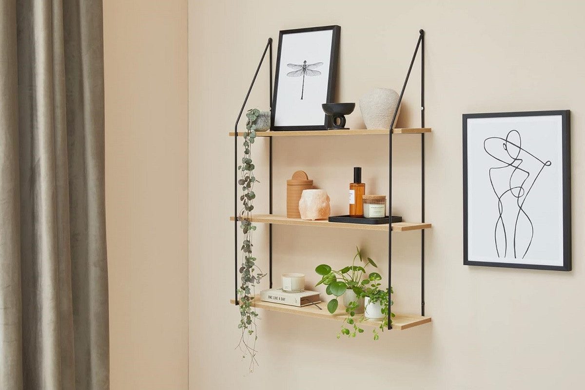 Mascot Regal LIFA LIVING Wandregal Alicante Holz Metall 3 Etagen 65x17x84 c günstig online kaufen