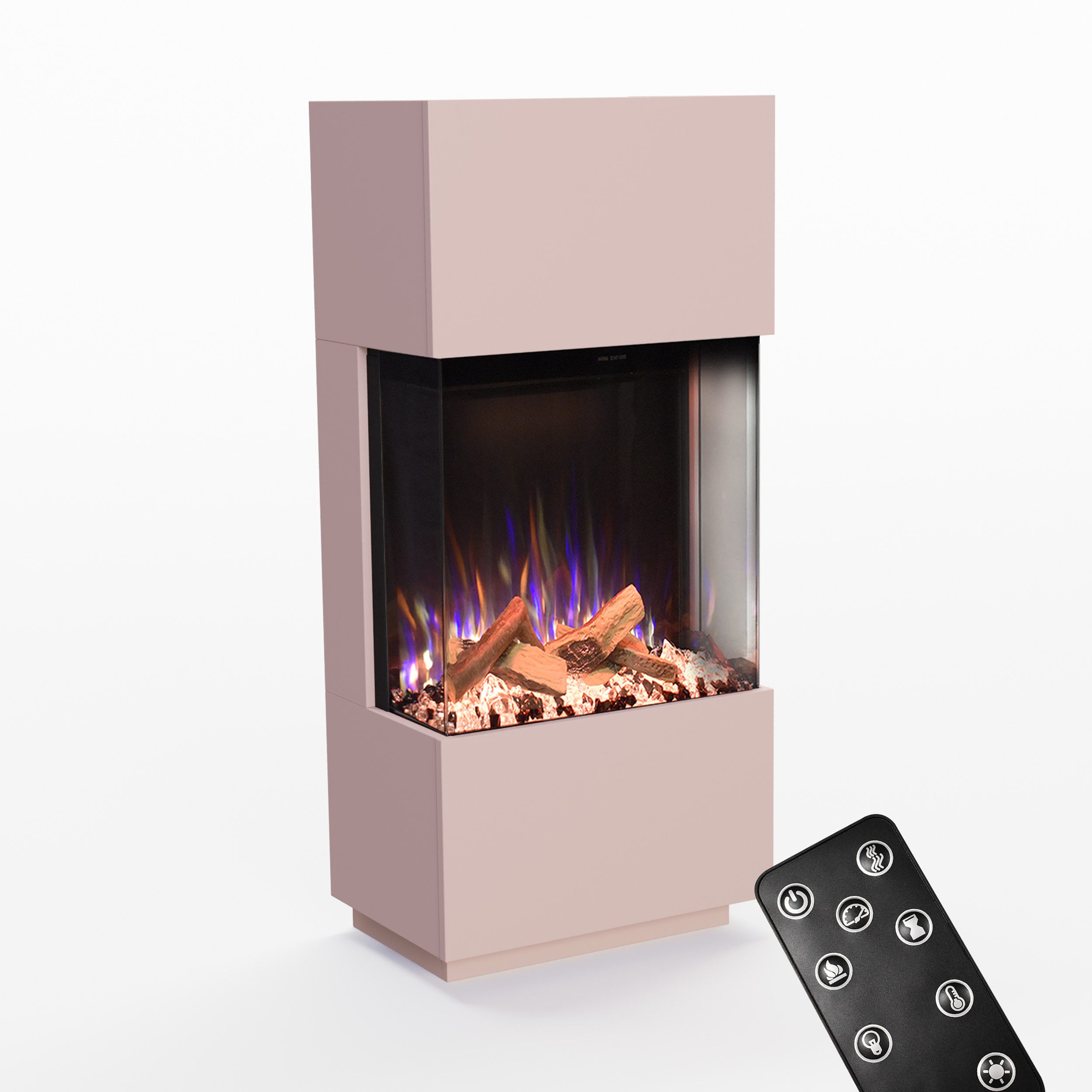 GLOW FIRE Elektrokamin PR11 E-Motion 3D, Multicolor, Elektrischer Kamin, 3D Feuer mit Heizung, täuschend echte Flamme mit Heizung, 3 Dekorationen