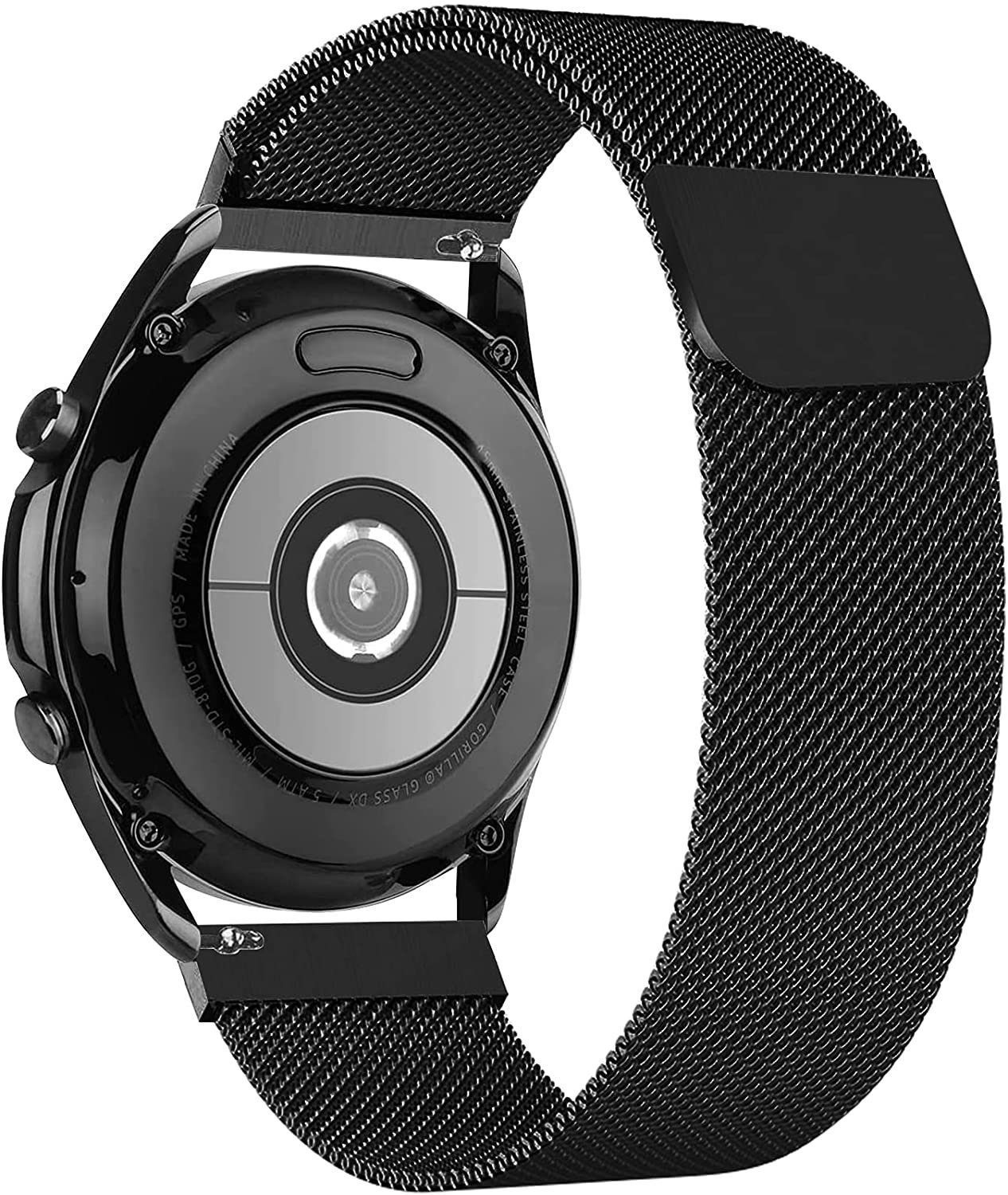 Widmann-Shop Smartwatch-Armband Armband 20/22mm Stegbreite Metall Galaxy Smartwatch Samsung Milanese Schwarz