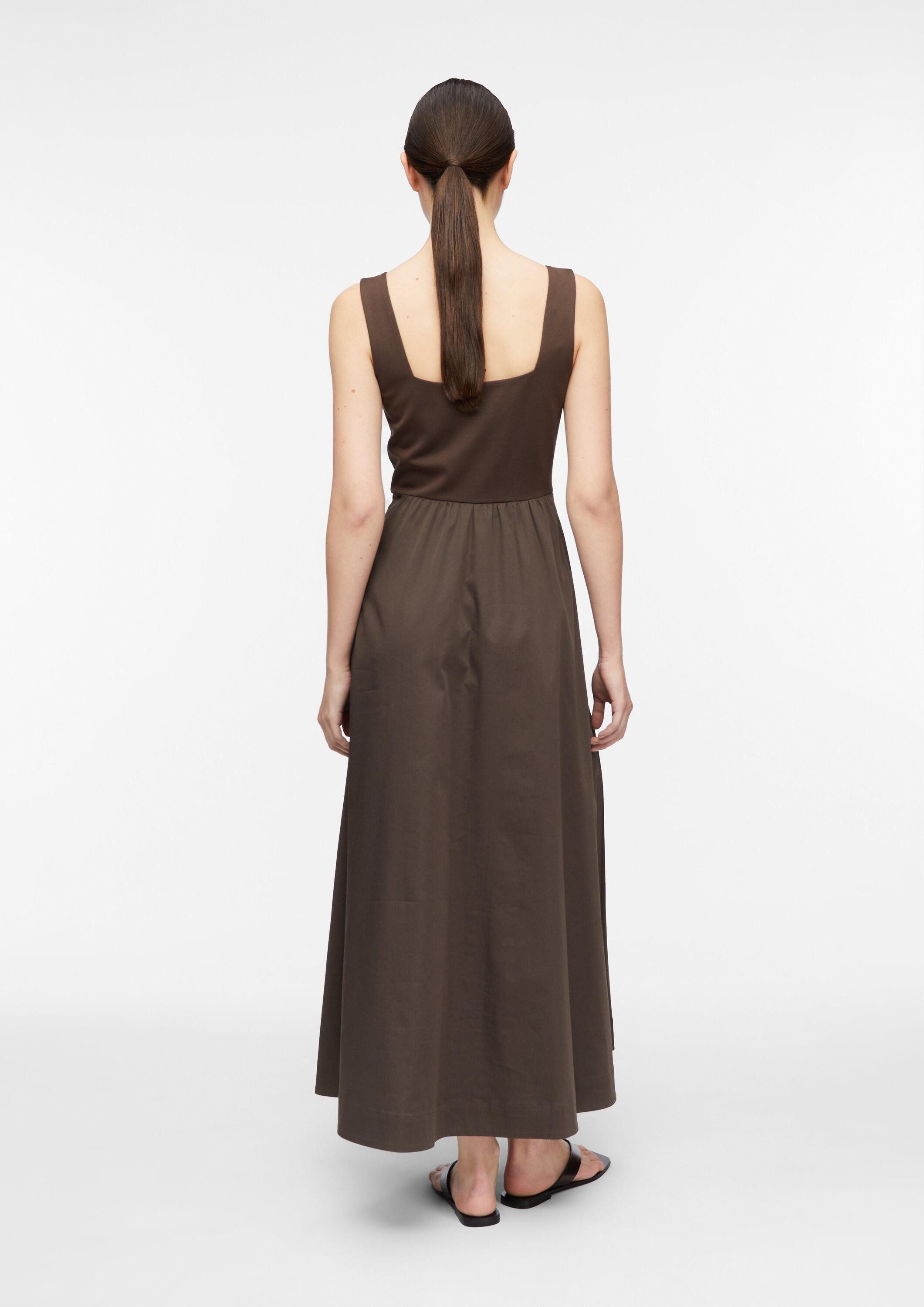comma Midikleid Kleid Kleid im Fabricmix mit Popeline-Rock und Eingrifftaschen