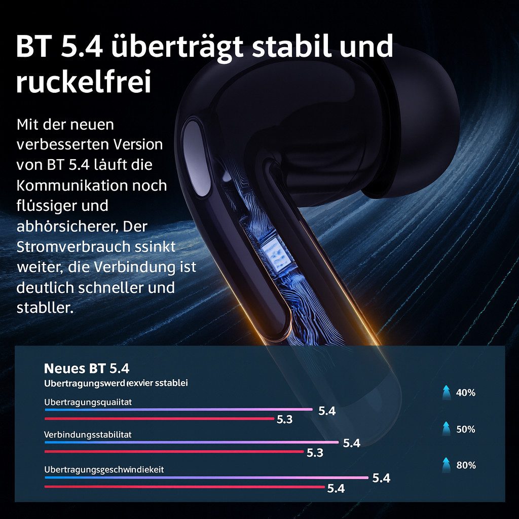 SpionProfi Bluetooth 5.4 Headset In-Ear Kopfhörer mit Touchscreen Ladecase Headset (Bluetooth 5.4 Headset Wireless Earbuds mit Touchscreen Ladecase)