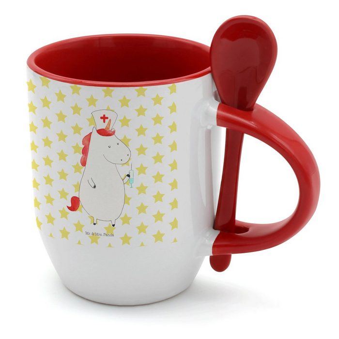 Mr. & Mrs. Panda Tasse Einhorn Krankenschwester - Weiß - Geschenk Unicorn Tasse Tasse mit Keramik