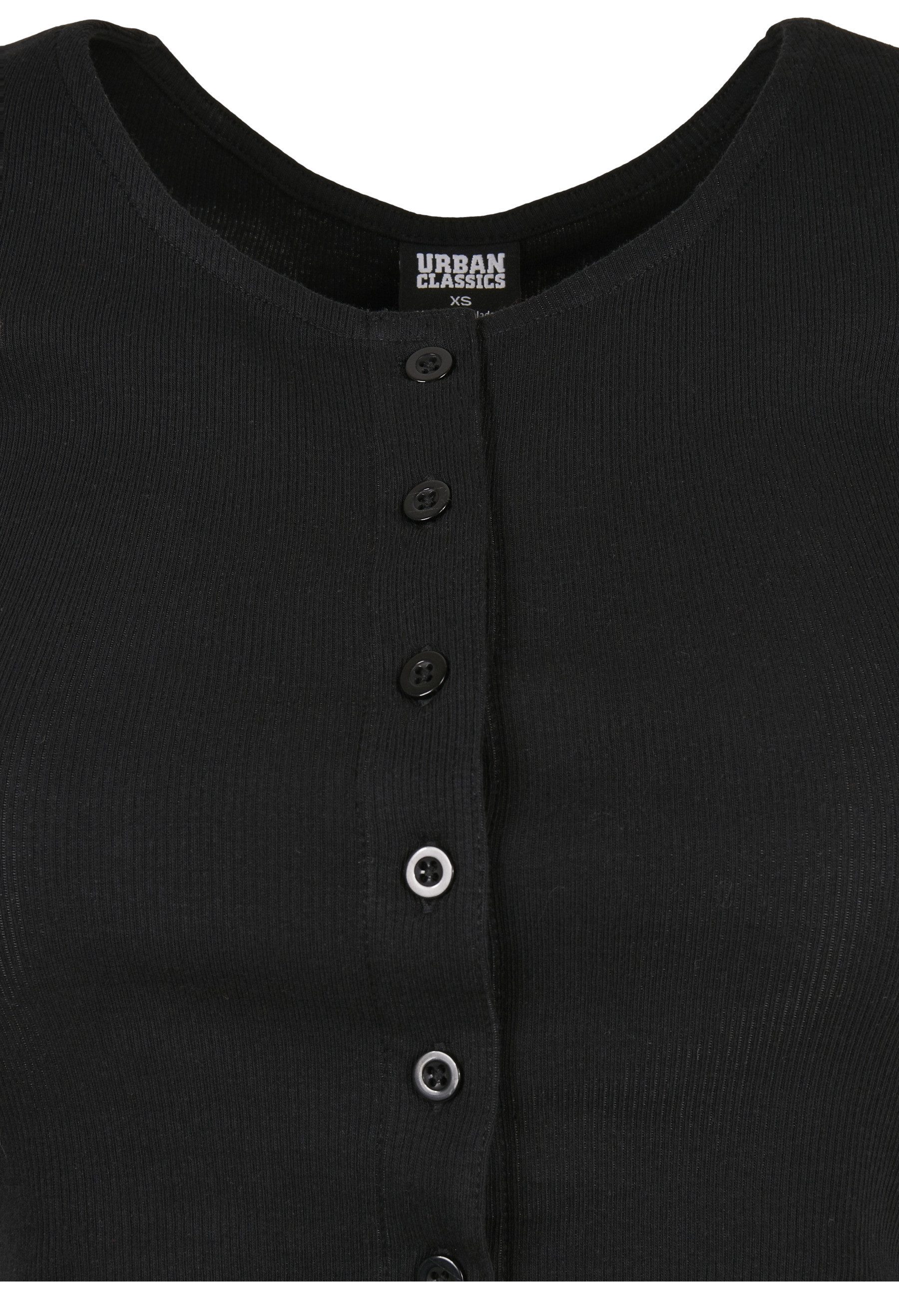URBAN CLASSICS Kurzarmshirt Urban Classics Damen Ladies Cropped Button Up Rib Tee (1-tlg)