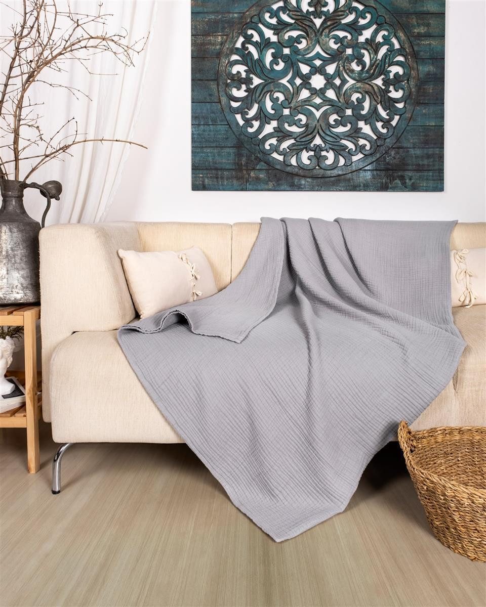 Laynenburg Tagesdecke Musselin aus 100% Baumwolle – Baumwolldecke, Kuscheldecke, Wohndecke als Sommerdecke, Bett-Überwurf, Couch-Überwurf, Sofa-Decke – Bild 5 von 5