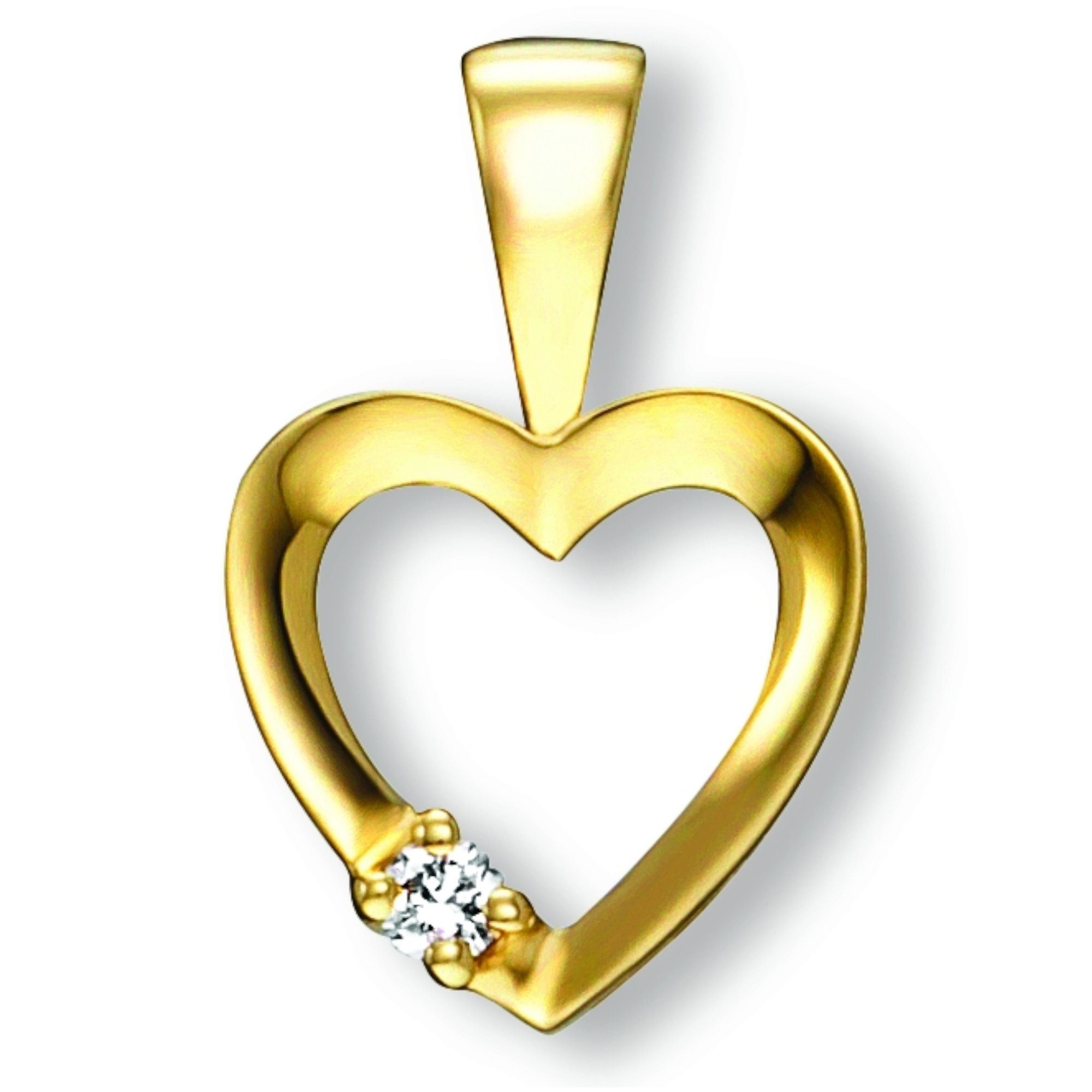 Gelbgold, Anhänger Herz 333 Gold Herz aus Schmuck Zirkonia ELEMENT Herz ONE Damen Kettenanhänger